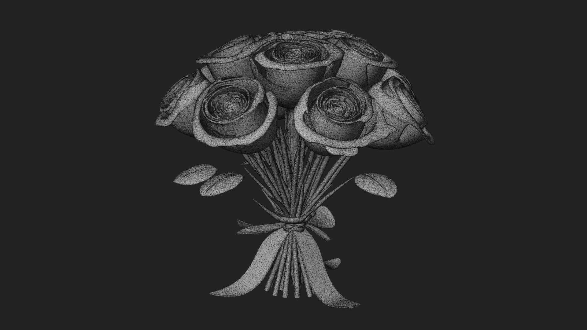 Red Rose Flower Bouquet Ornament Design 7 3D Print Model 3D Model