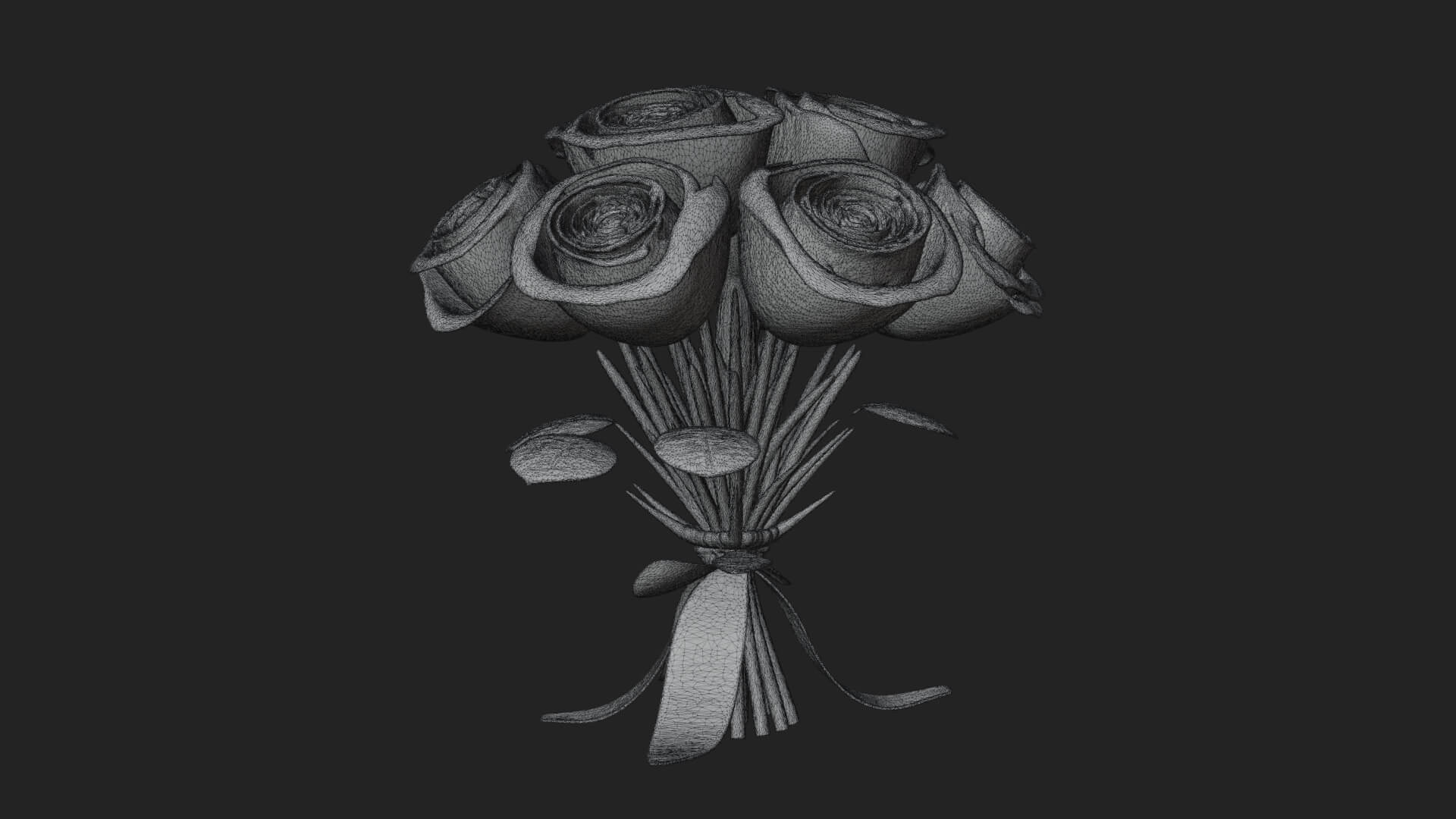 Red Rose Flower Bouquet Ornament Design 7 3D Print Model 3D Model