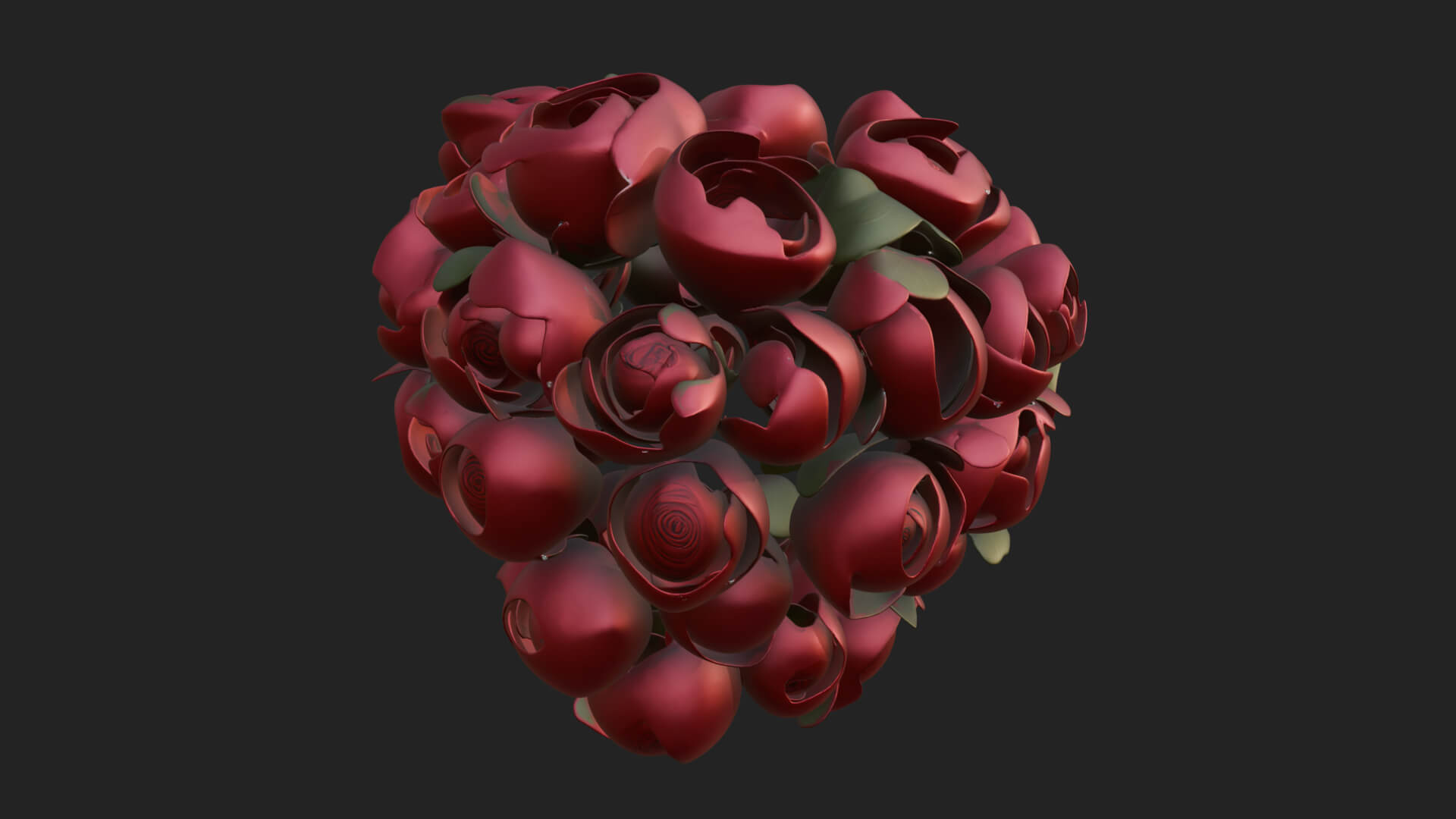 Red Rose Flower Bouquet Ornament Design 8 3D Print Model 3D Model
