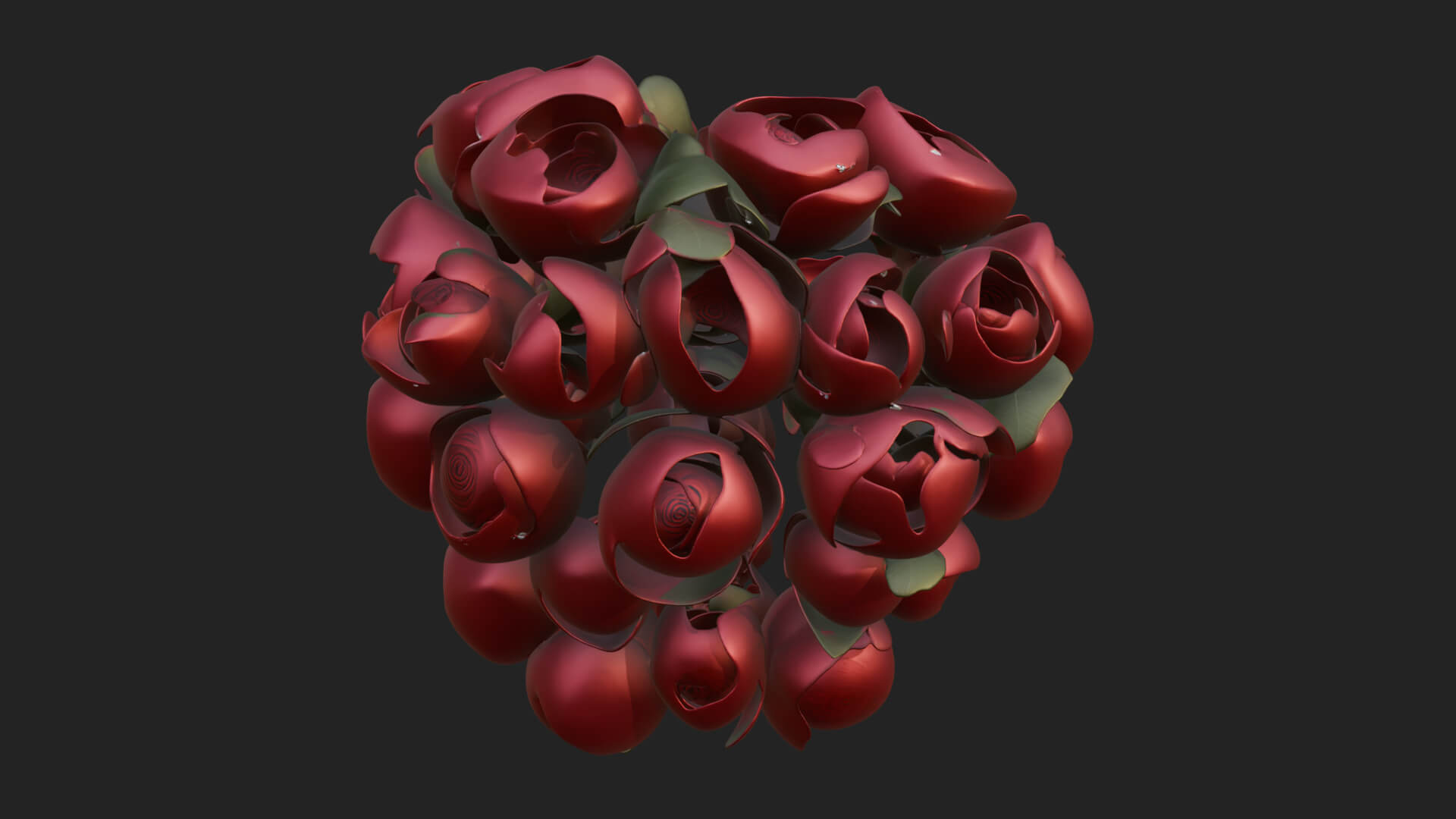 Red Rose Flower Bouquet Ornament Design 8 3D Print Model 3D Model