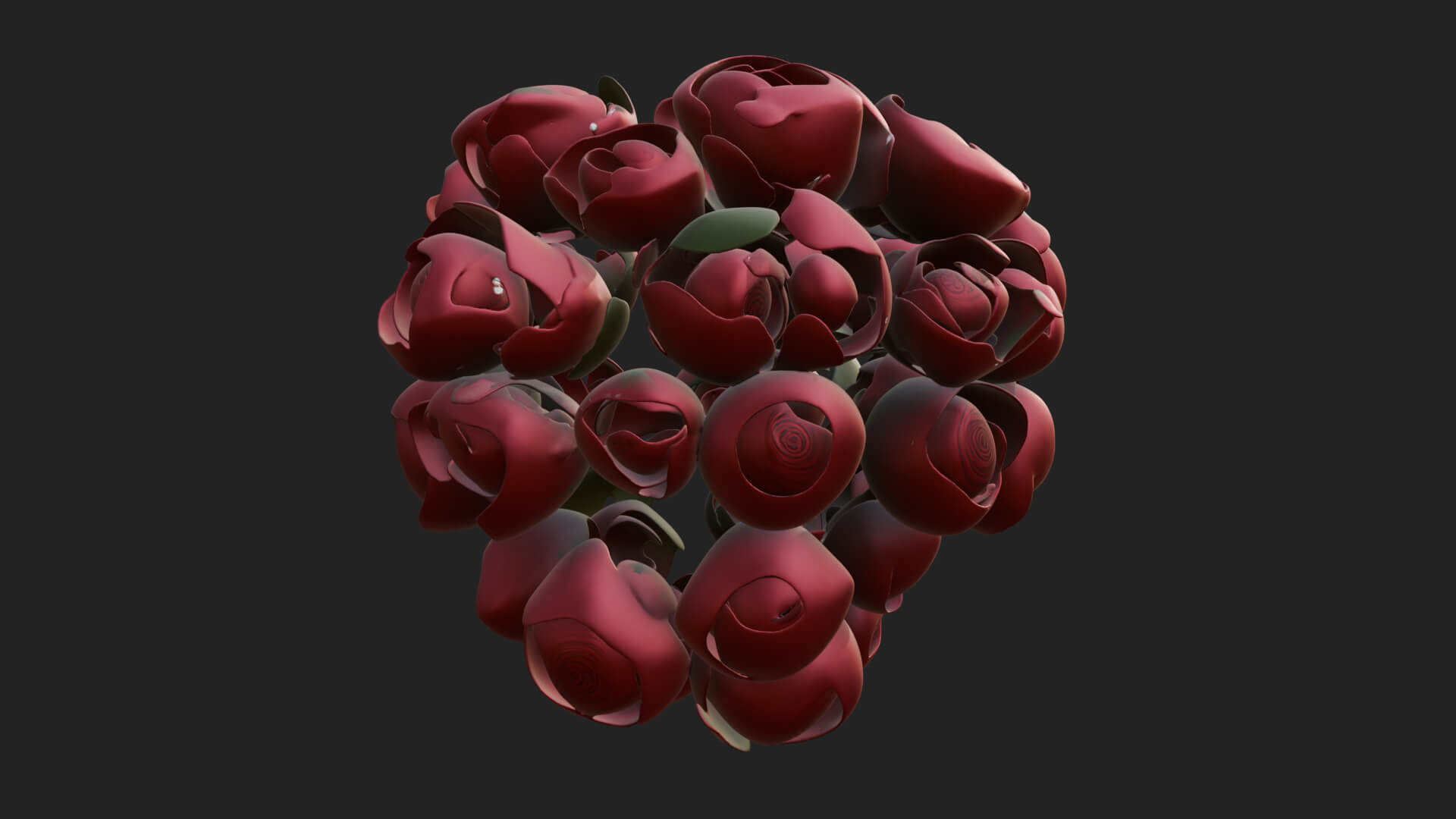 Red Rose Flower Bouquet Ornament Design 8 3D Print Model 3D Model
