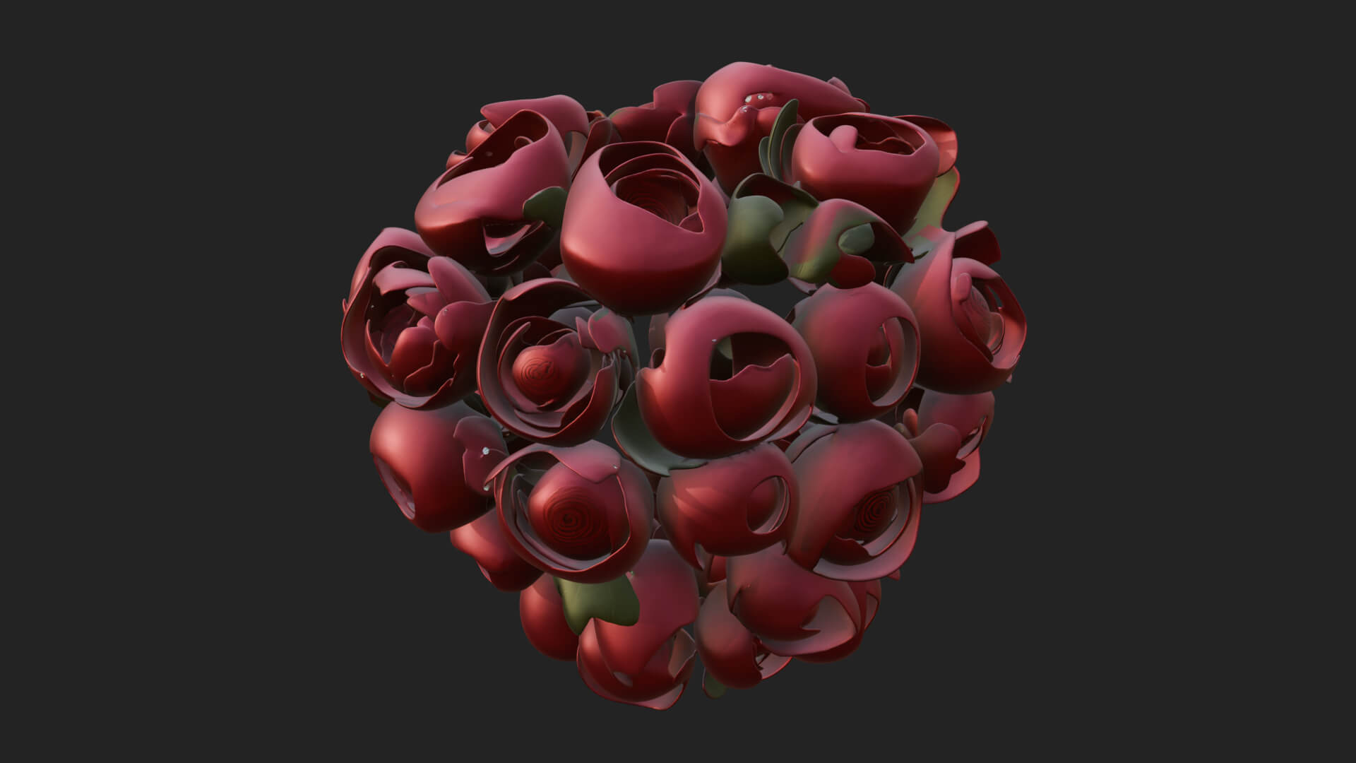 Red Rose Flower Bouquet Ornament Design 8 3D Print Model 3D Model