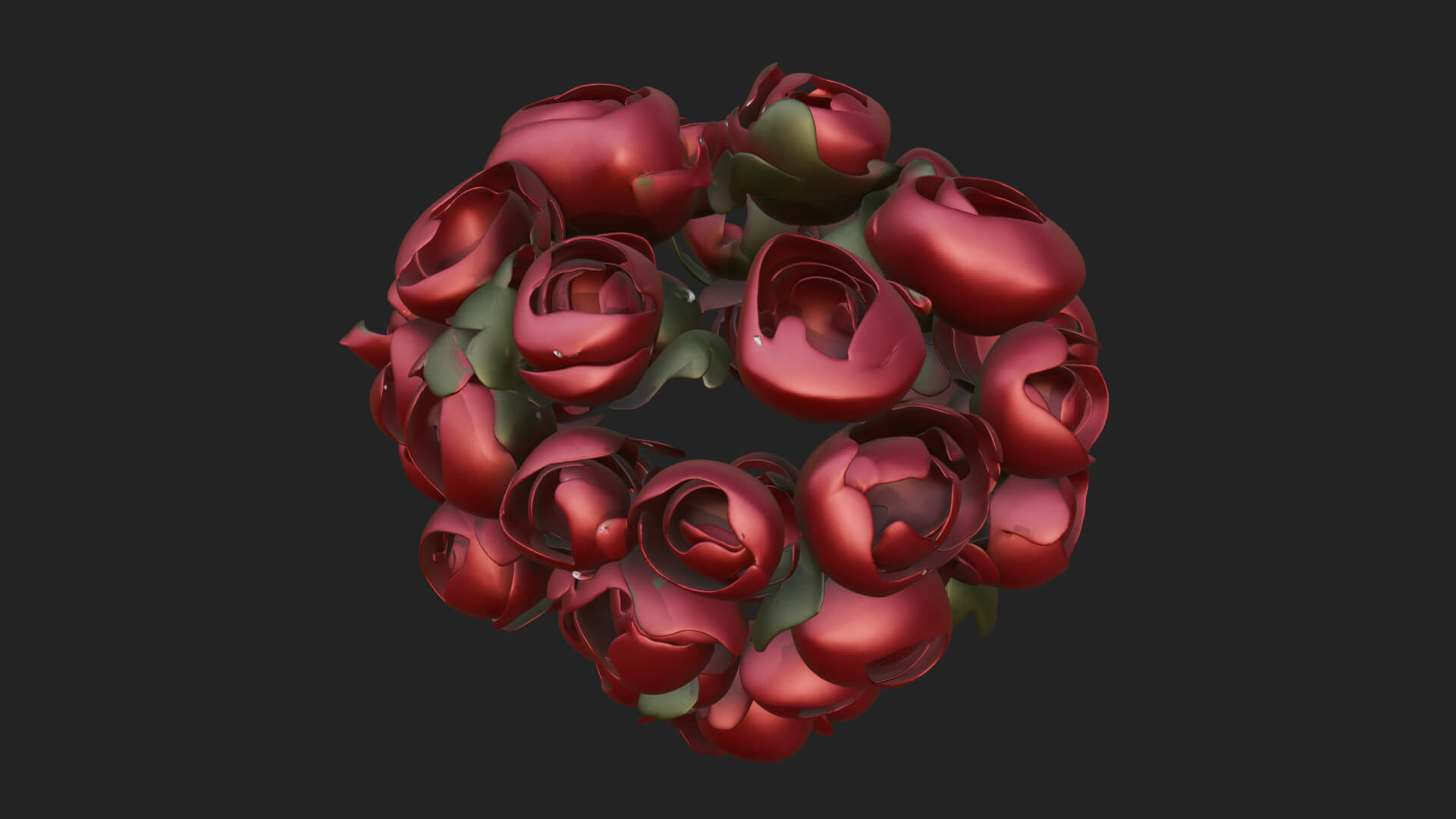 Red Rose Flower Bouquet Ornament Design 8 3D Print Model 3D Model