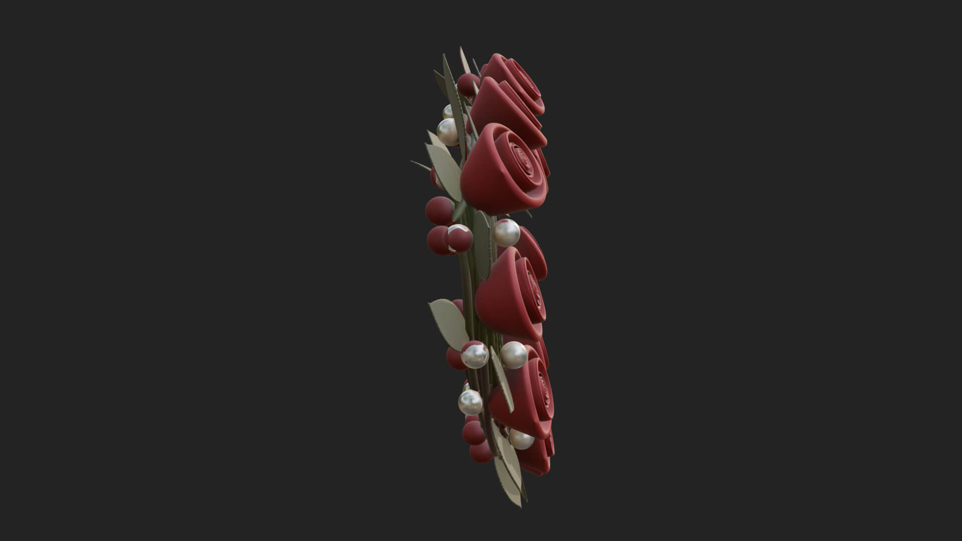 Red Rose Flower Heart Wreath Ornament Design 1 3D Print 3D Model