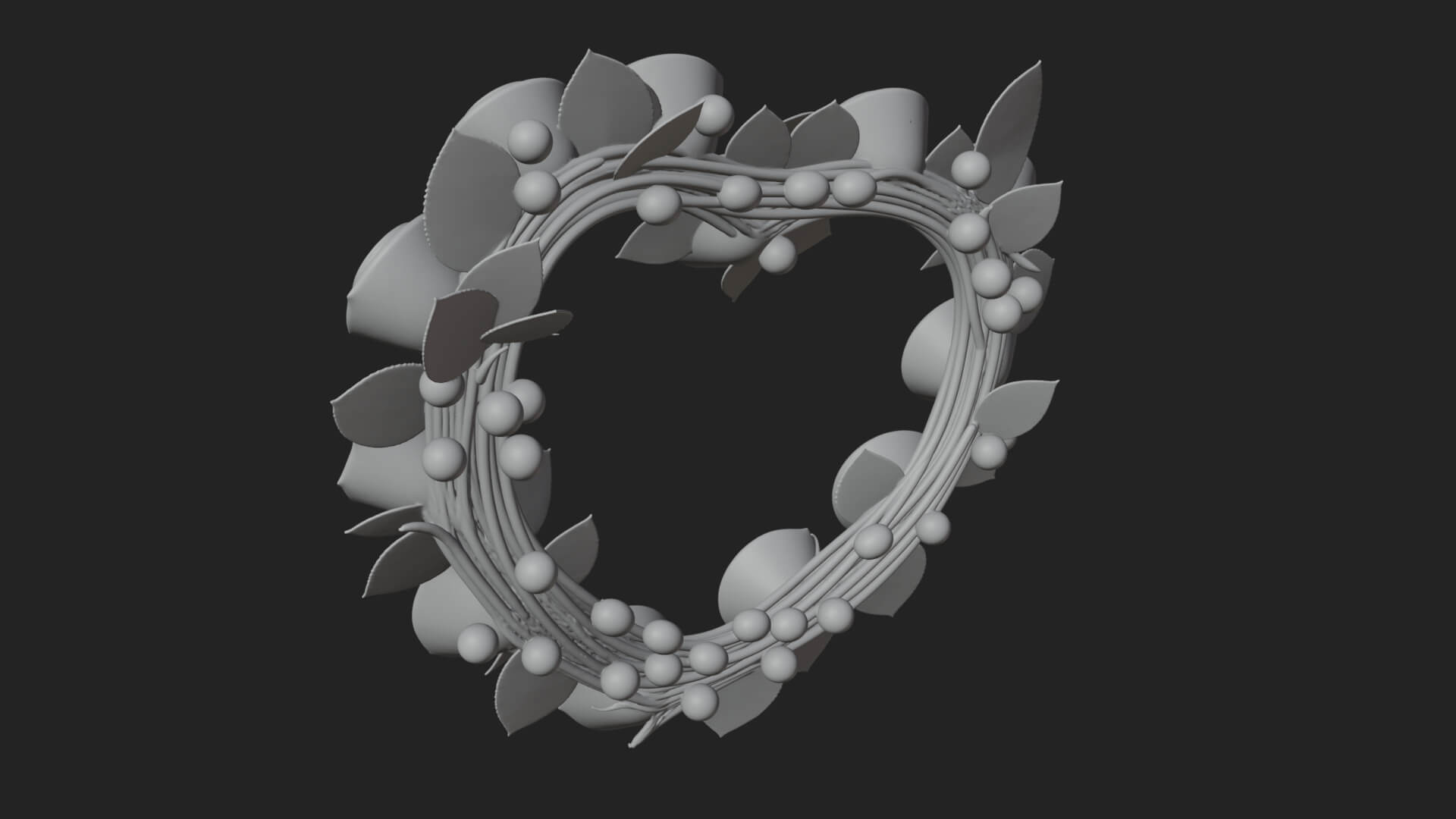 Red Rose Flower Heart Wreath Ornament Design 1 3D Print 3D Model