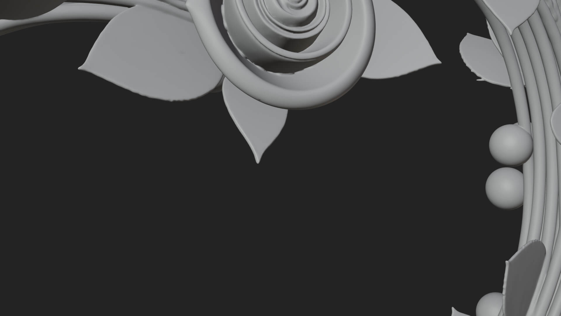 Red Rose Flower Heart Wreath Ornament Design 1 3D Print 3D Model