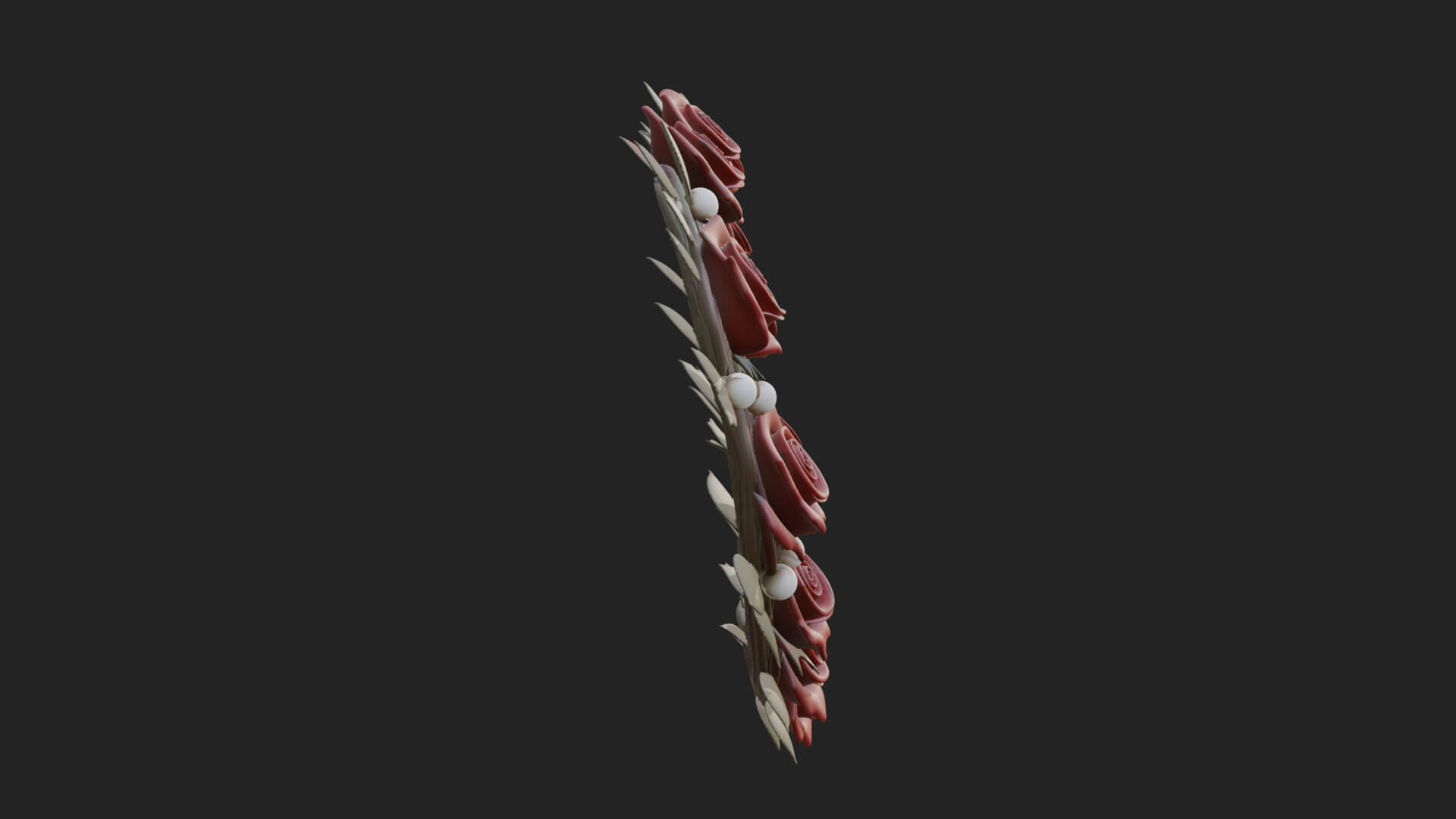 Red Rose Flower Heart Wreath Ornament Design 2 3D Print 3D Model