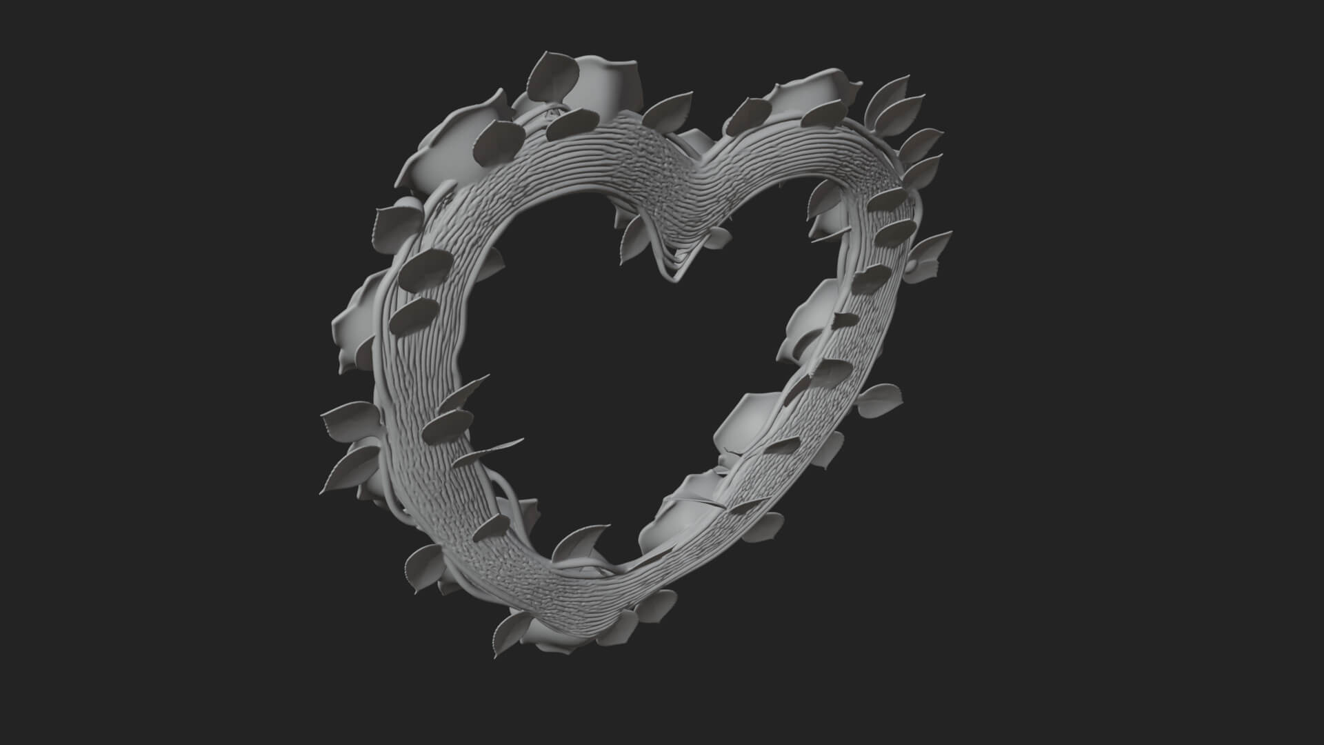 Red Rose Flower Heart Wreath Ornament Design 2 3D Print 3D Model