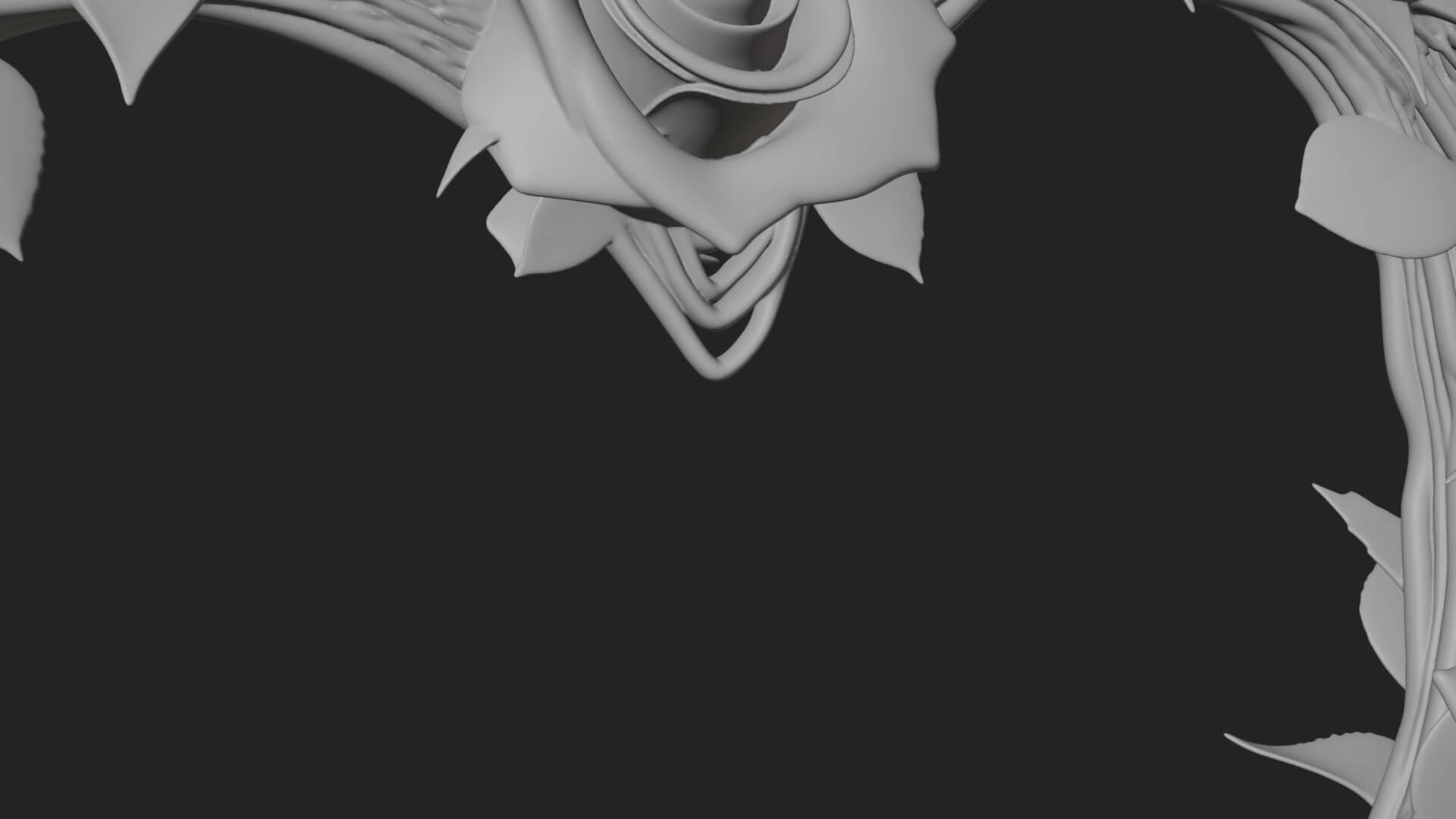 Red Rose Flower Heart Wreath Ornament Design 2 3D Print 3D Model