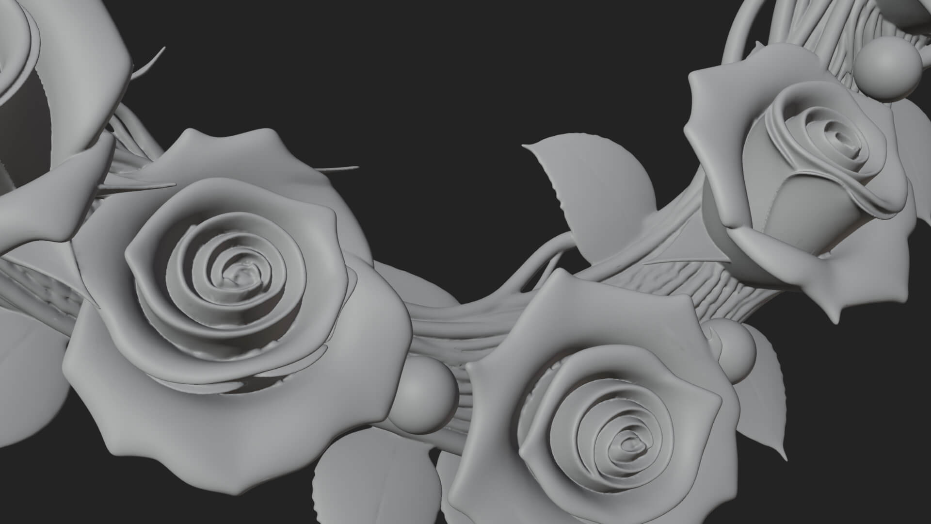 Red Rose Flower Heart Wreath Ornament Design 2 3D Print 3D Model