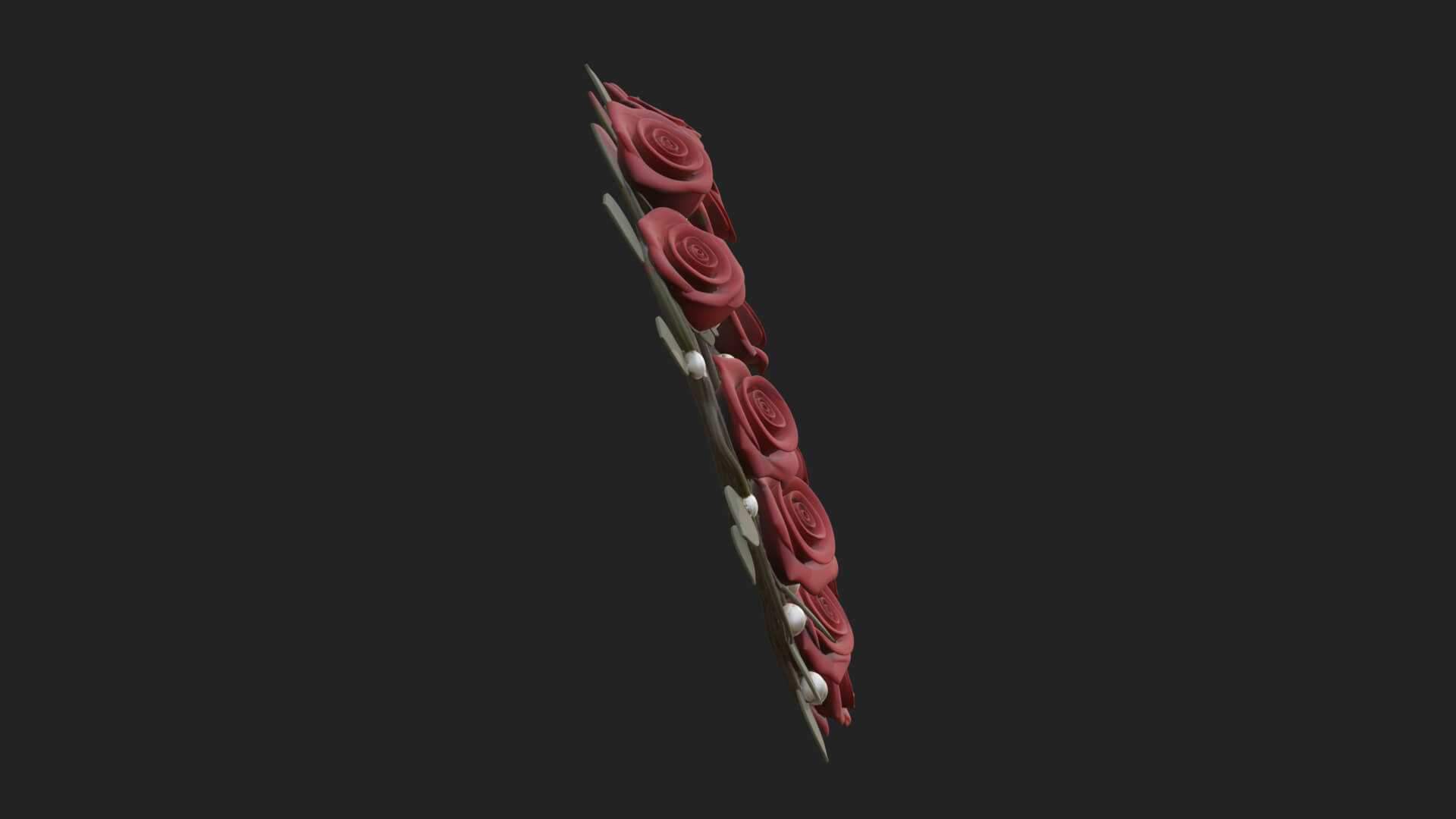 Red Rose Flower Heart Wreath Ornament Design 3 3D Print 3D Model
