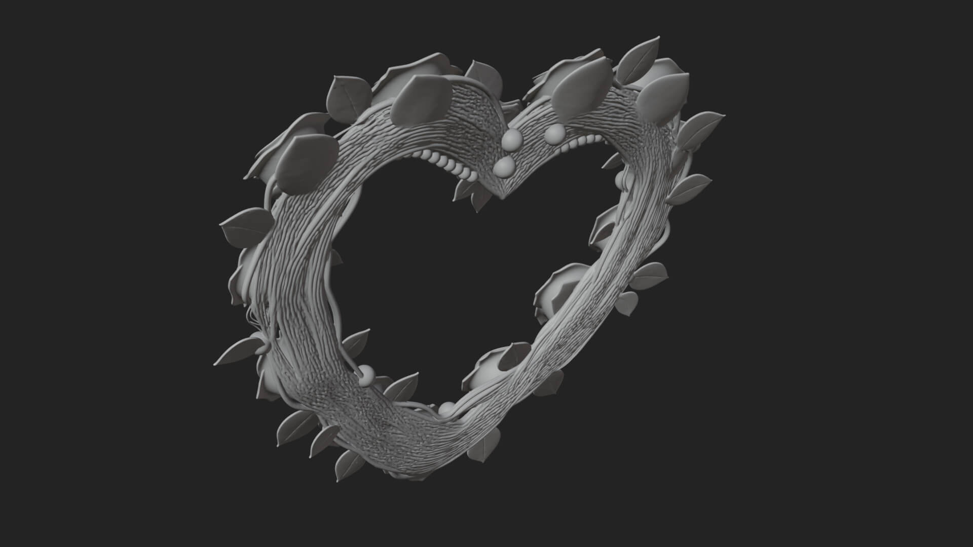 Red Rose Flower Heart Wreath Ornament Design 3 3D Print 3D Model