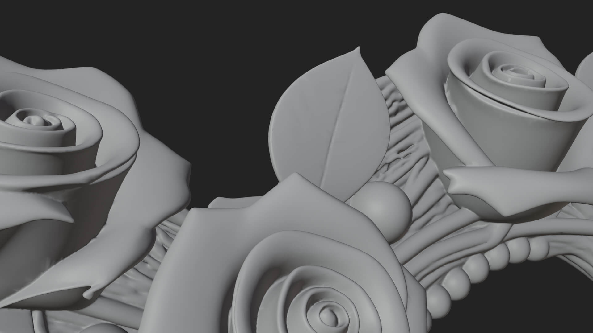 Red Rose Flower Heart Wreath Ornament Design 3 3D Print 3D Model