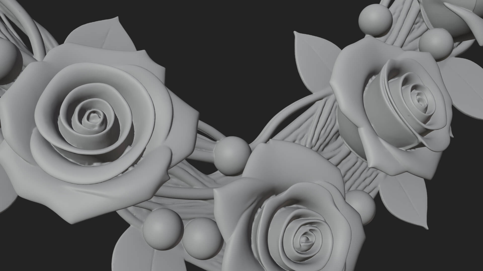 Red Rose Flower Heart Wreath Ornament Design 3 3D Print 3D Model