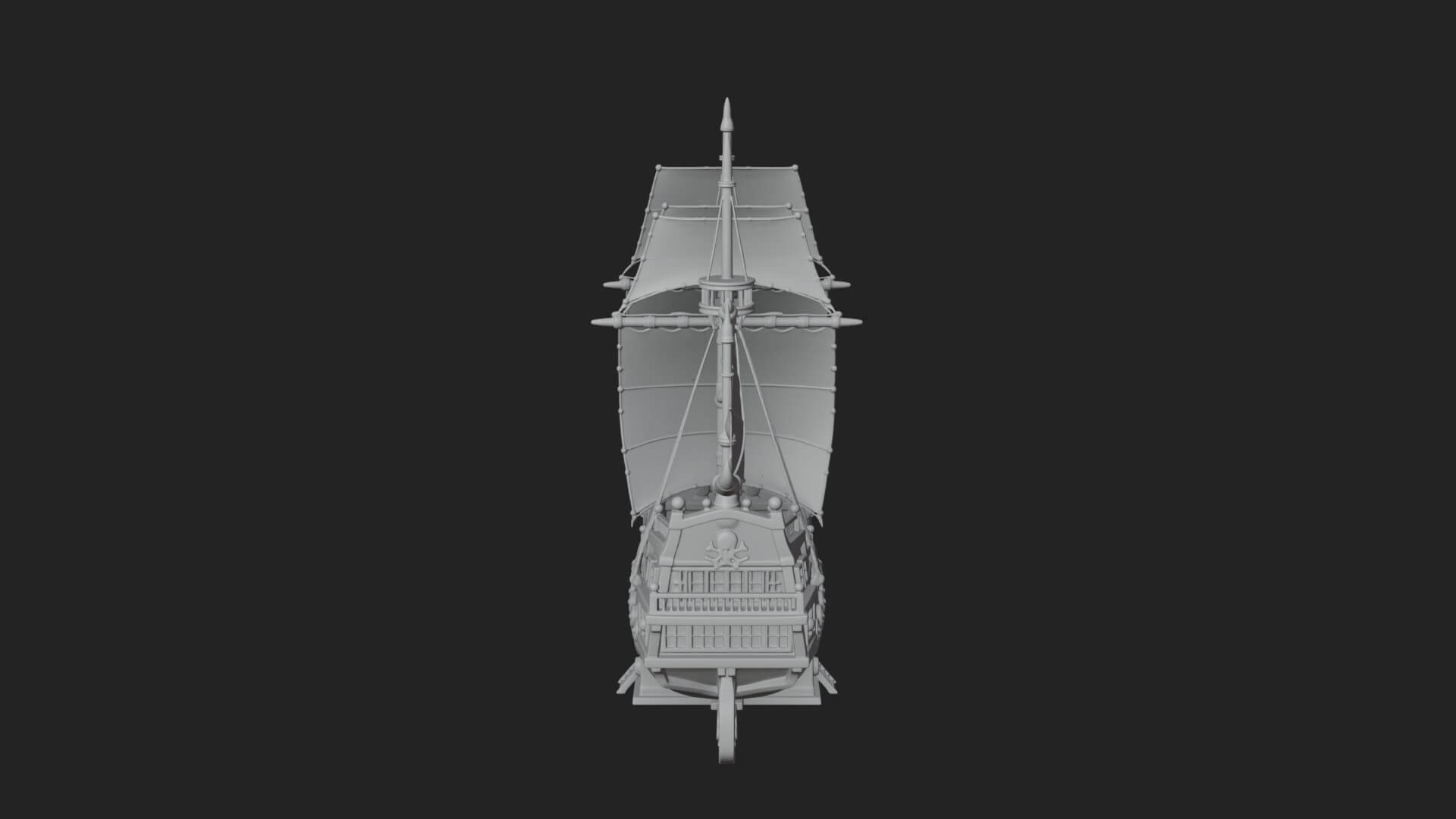 Red Sail Pirate Ship Model Design 1 3D Print Model 3D Model