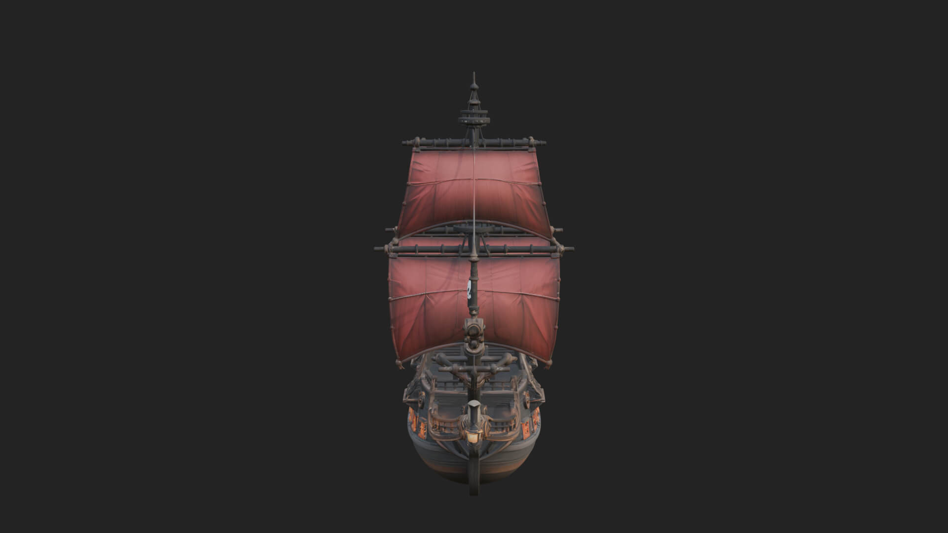 Red Sail Pirate Ship Model Design 2 3D Print Model 3D Model