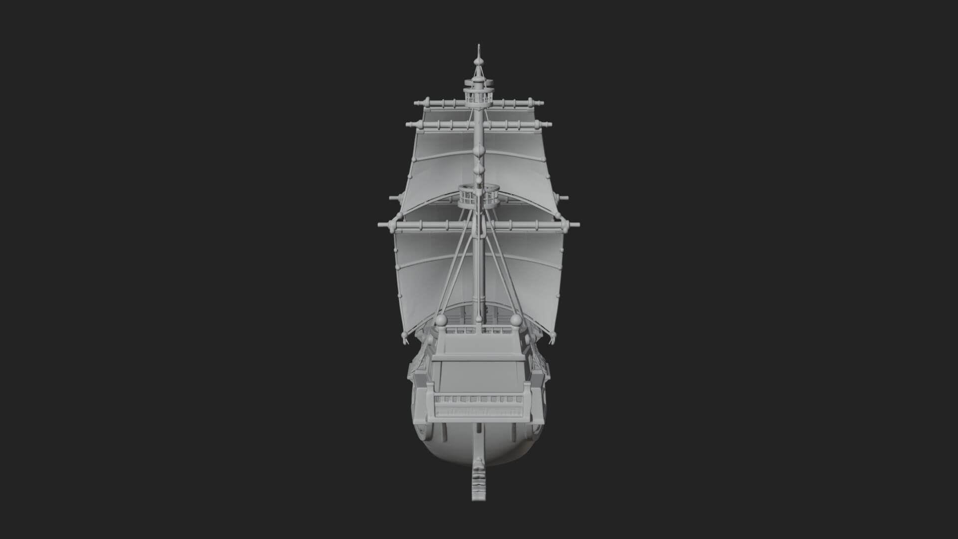 Red Sail Pirate Ship Model Design 2 3D Print Model 3D Model