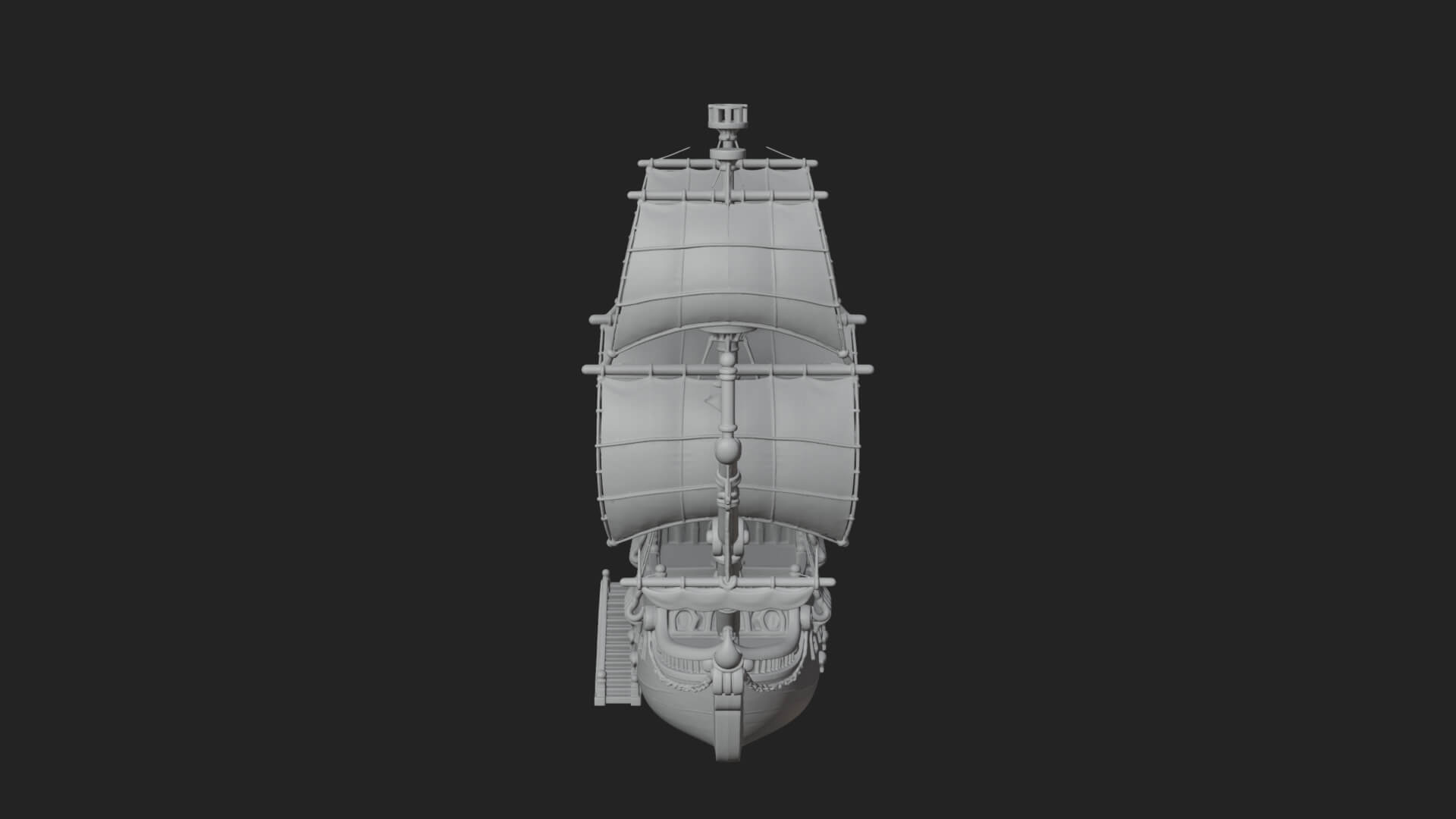 Red Sail Pirate Ship Model Design 3 3D Print Model 3D Model