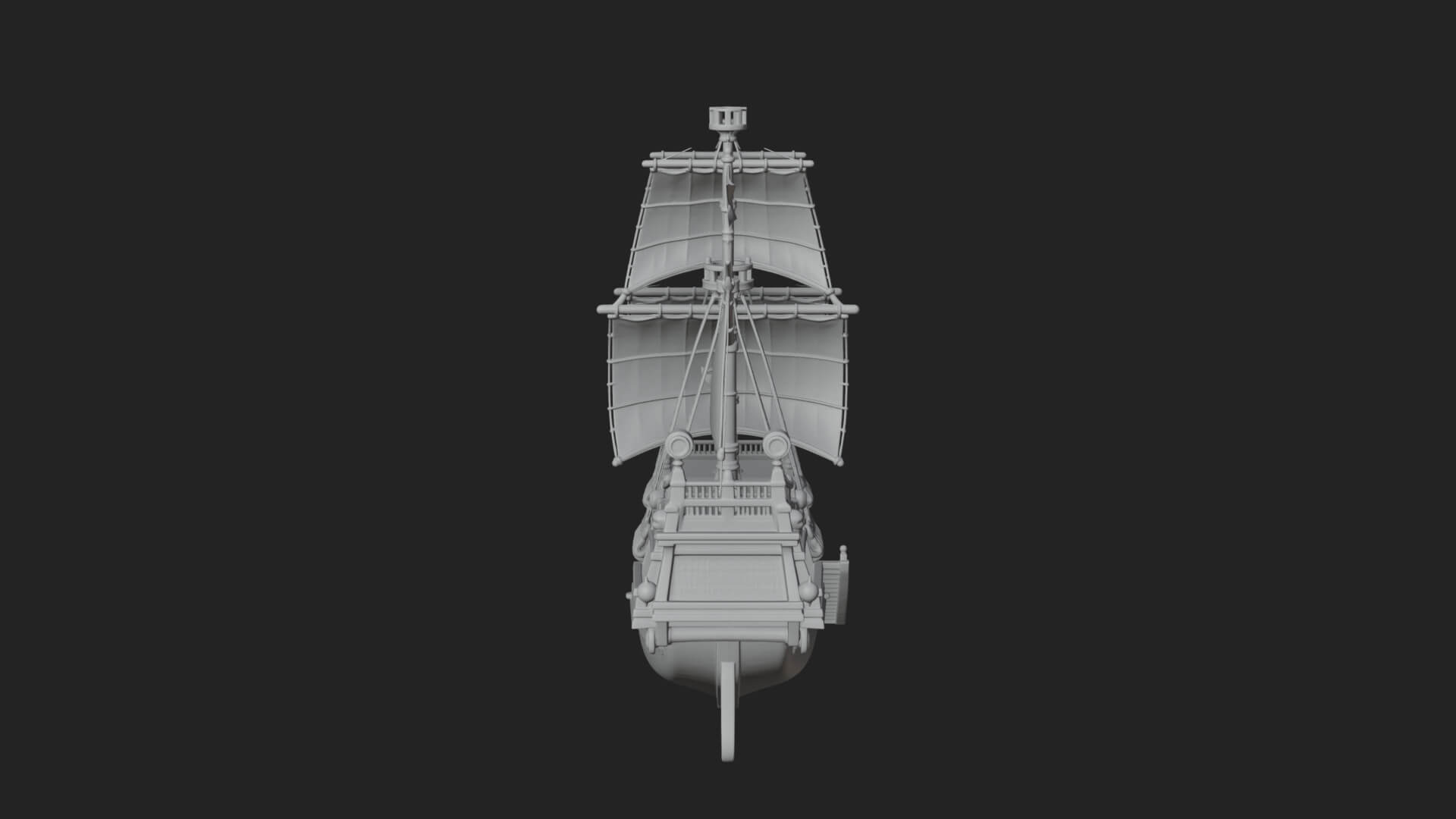 Red Sail Pirate Ship Model Design 3 3D Print Model 3D Model