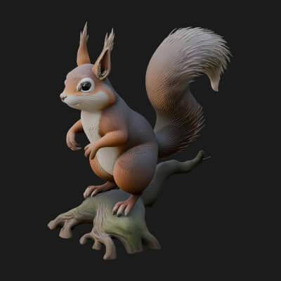 Red Squirrel Animal Statue Design 1 3D Print Model