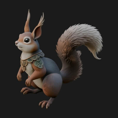 Red Squirrel Animal Statue Design 2 3D Print Model