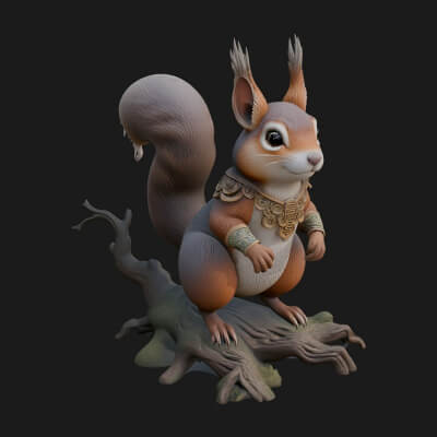 Red Squirrel Animal Statue Design 3 3D Print Model