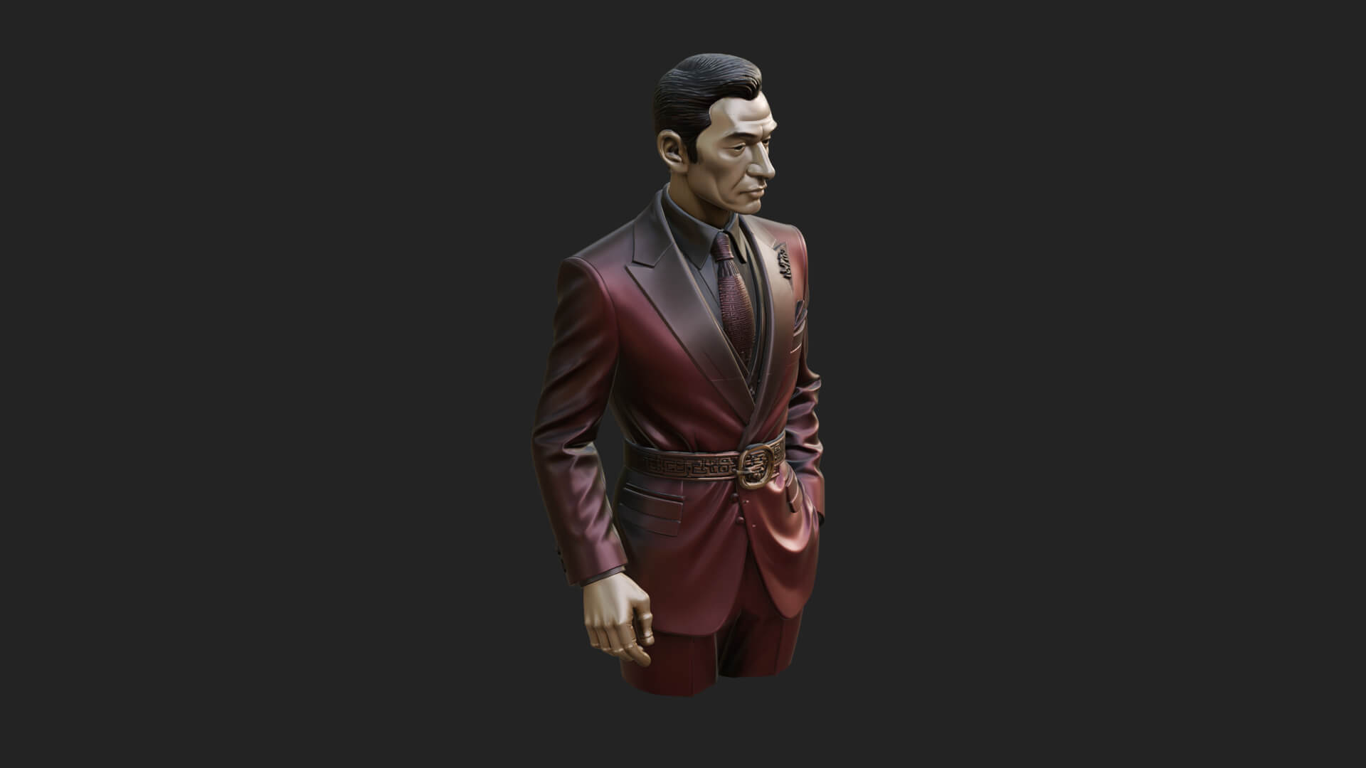 Red Suit Gentleman Bust Design 1 3D Print Model 3D Model