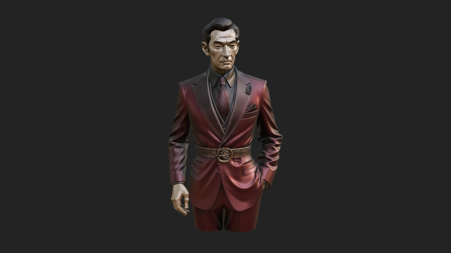 Red Suit Gentleman Bust Design 1 3D Print Model 3D Model
