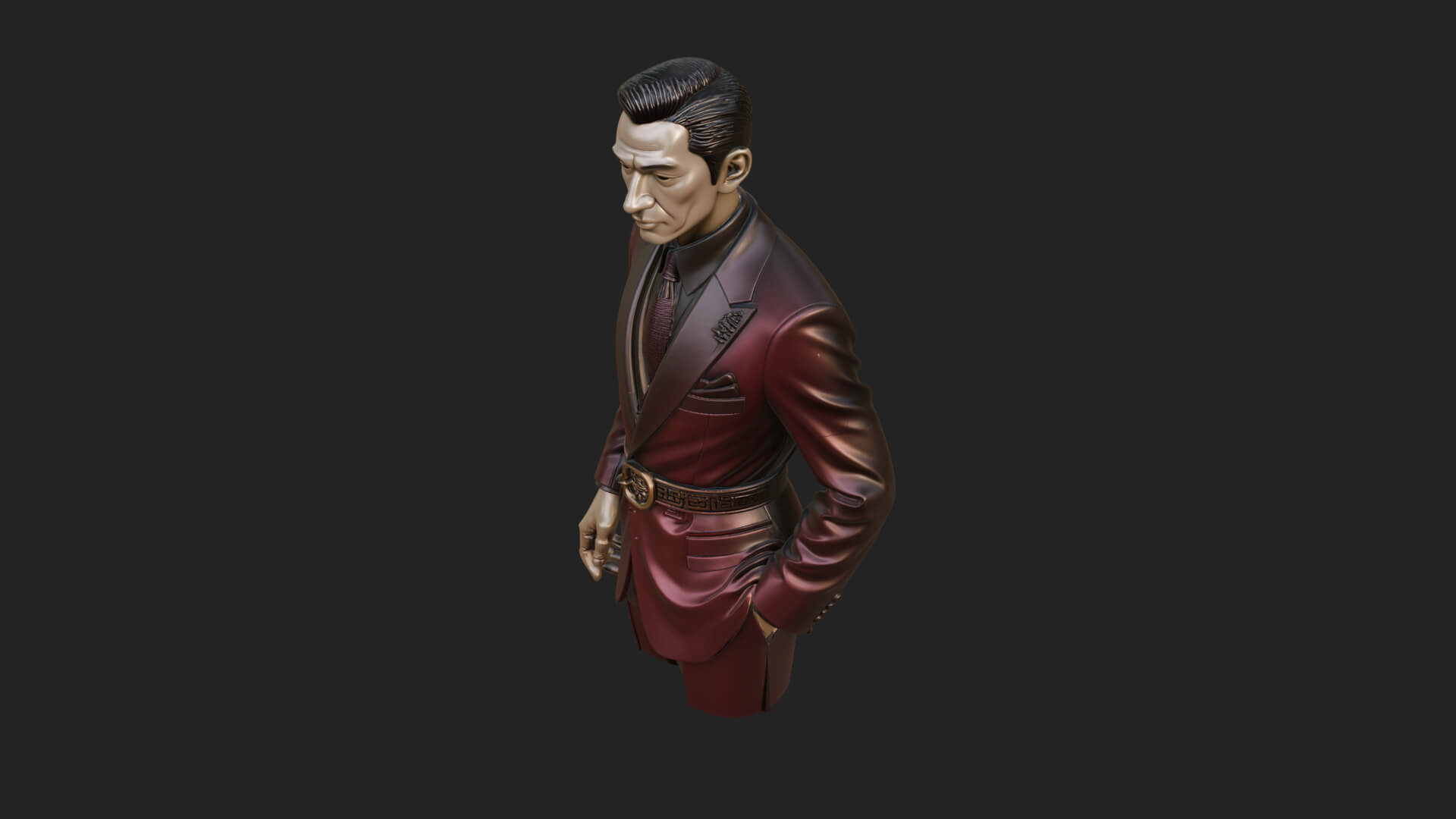 Red Suit Gentleman Bust Design 1 3D Print Model 3D Model
