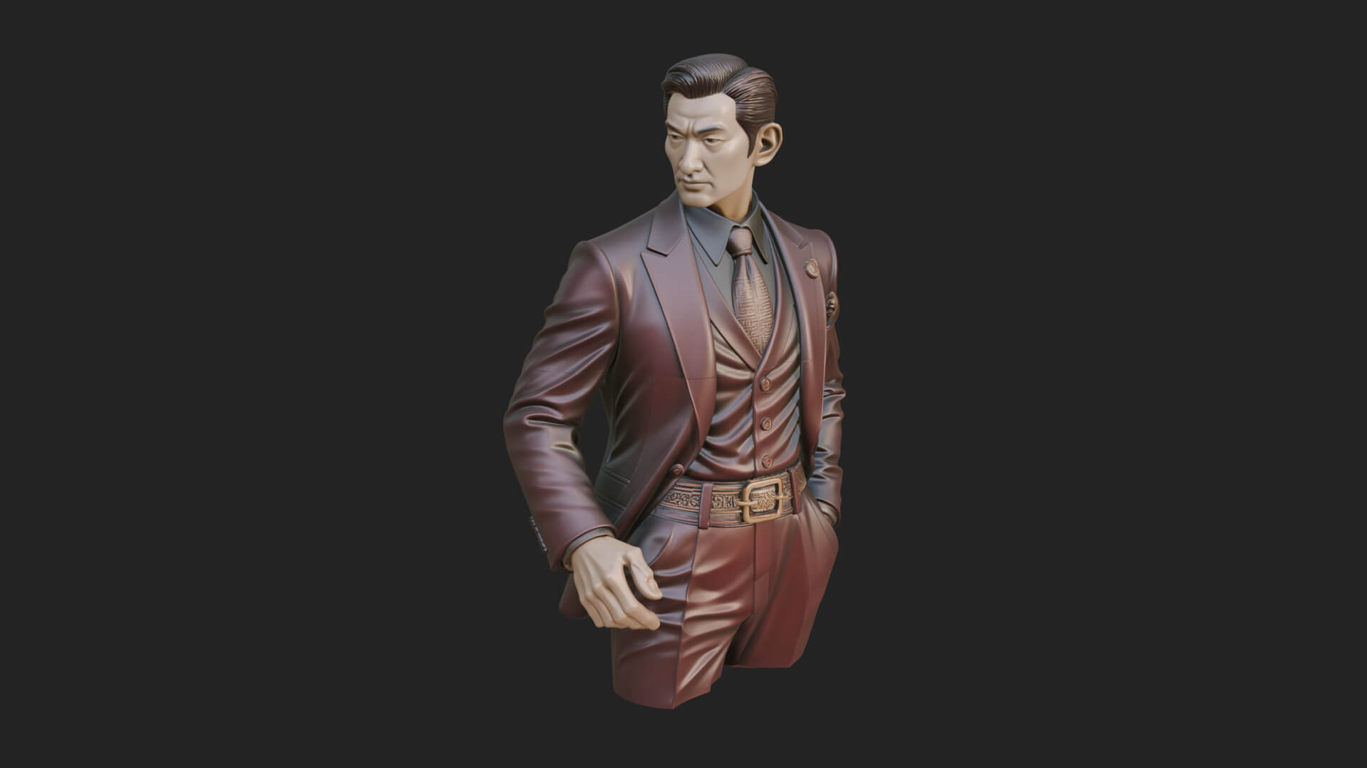 Red Suit Gentleman Bust Design 2 3D Print Model 3D Model