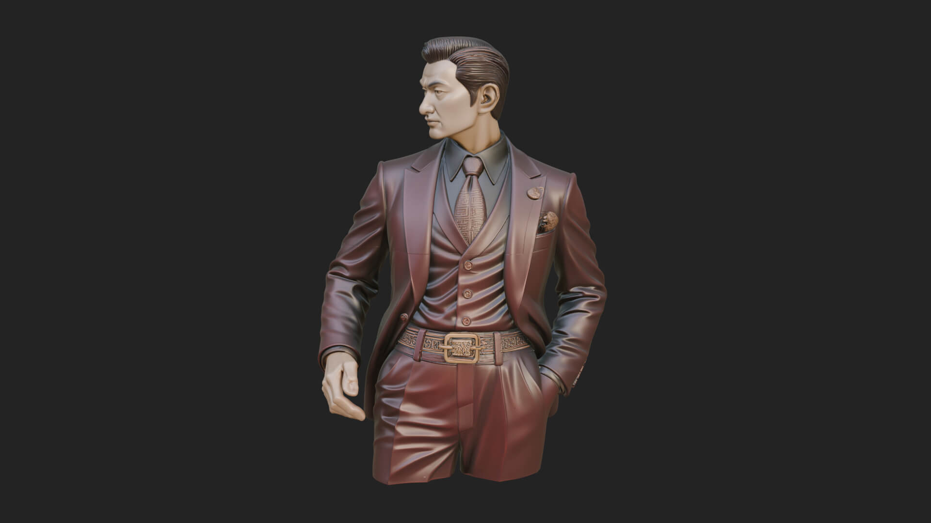 Red Suit Gentleman Bust Design 2 3D Print Model 3D Model