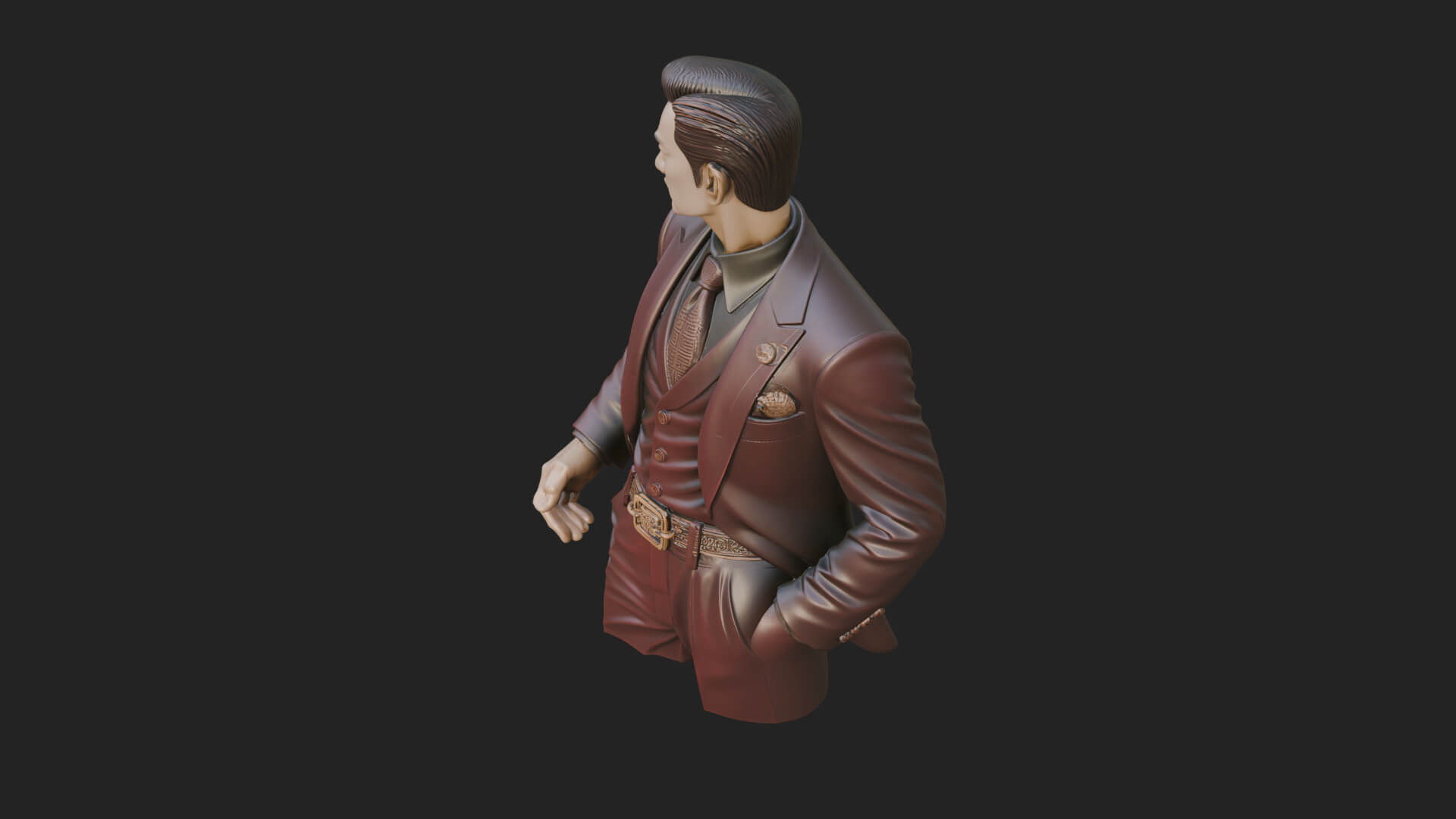 Red Suit Gentleman Bust Design 2 3D Print Model 3D Model