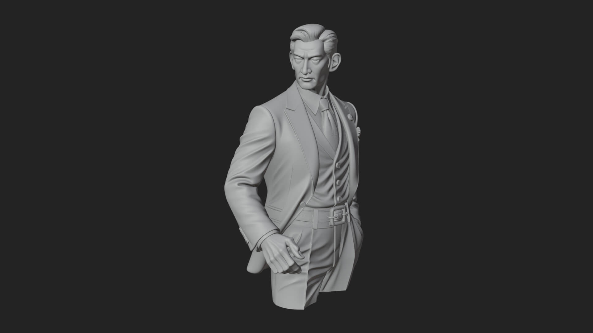 Red Suit Gentleman Bust Design 2 3D Print Model 3D Model
