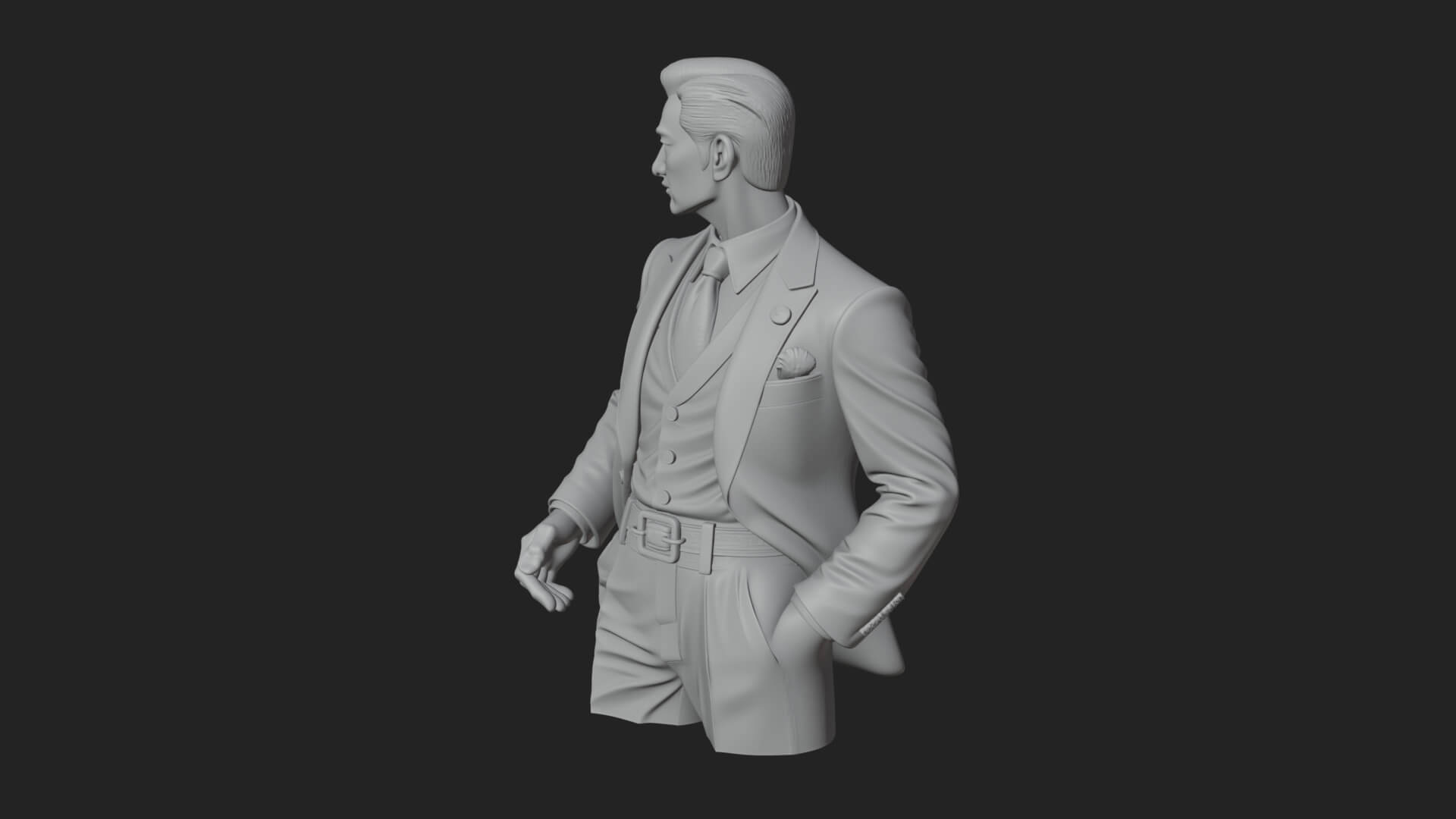 Red Suit Gentleman Bust Design 2 3D Print Model 3D Model