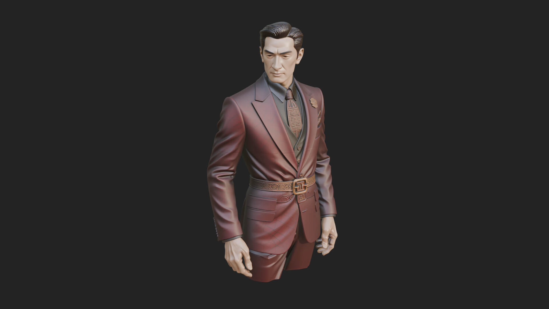 Red Suit Gentleman Bust Design 3 3D Print Model 3D Model