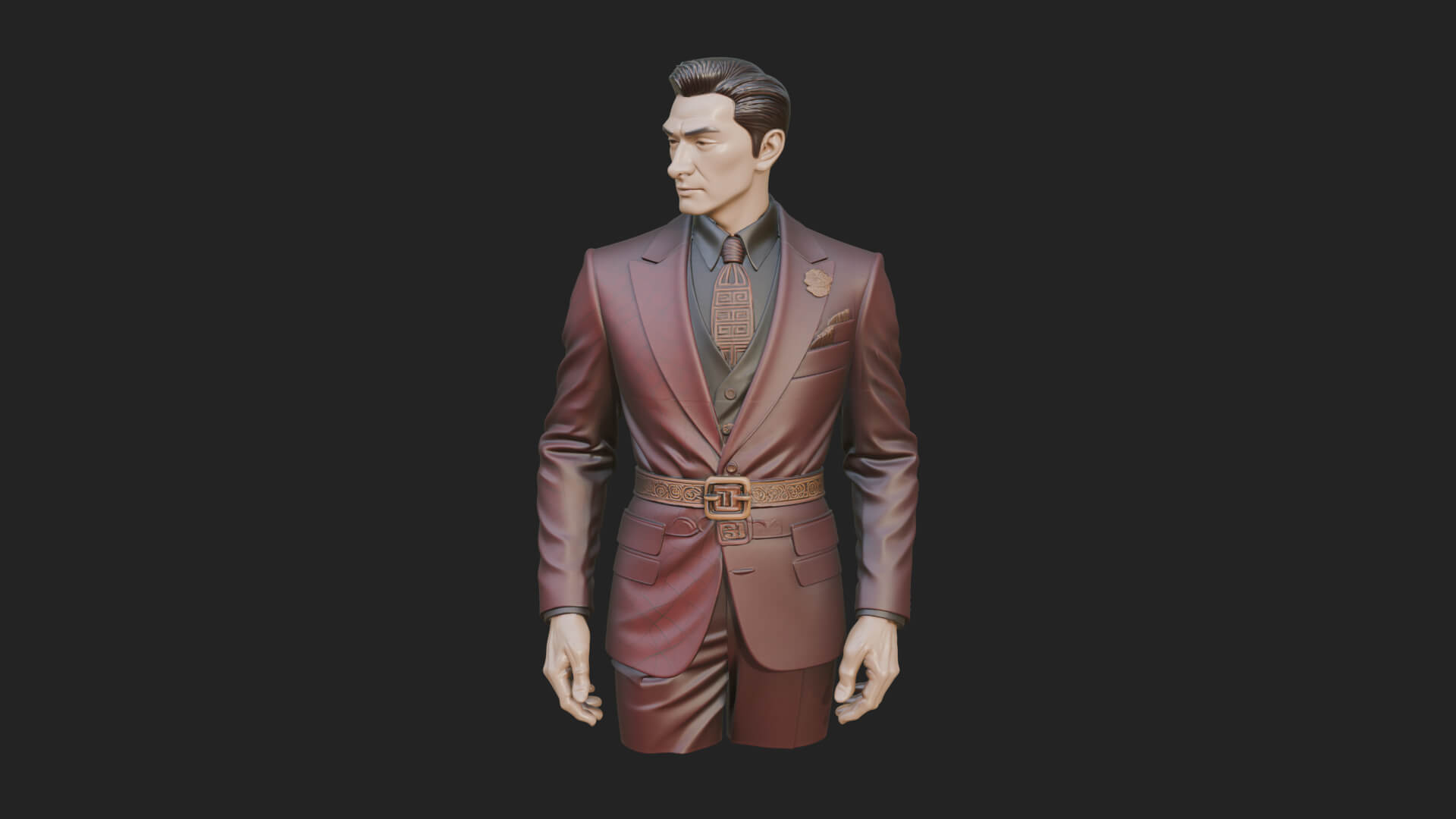 Red Suit Gentleman Bust Design 3 3D Print Model 3D Model