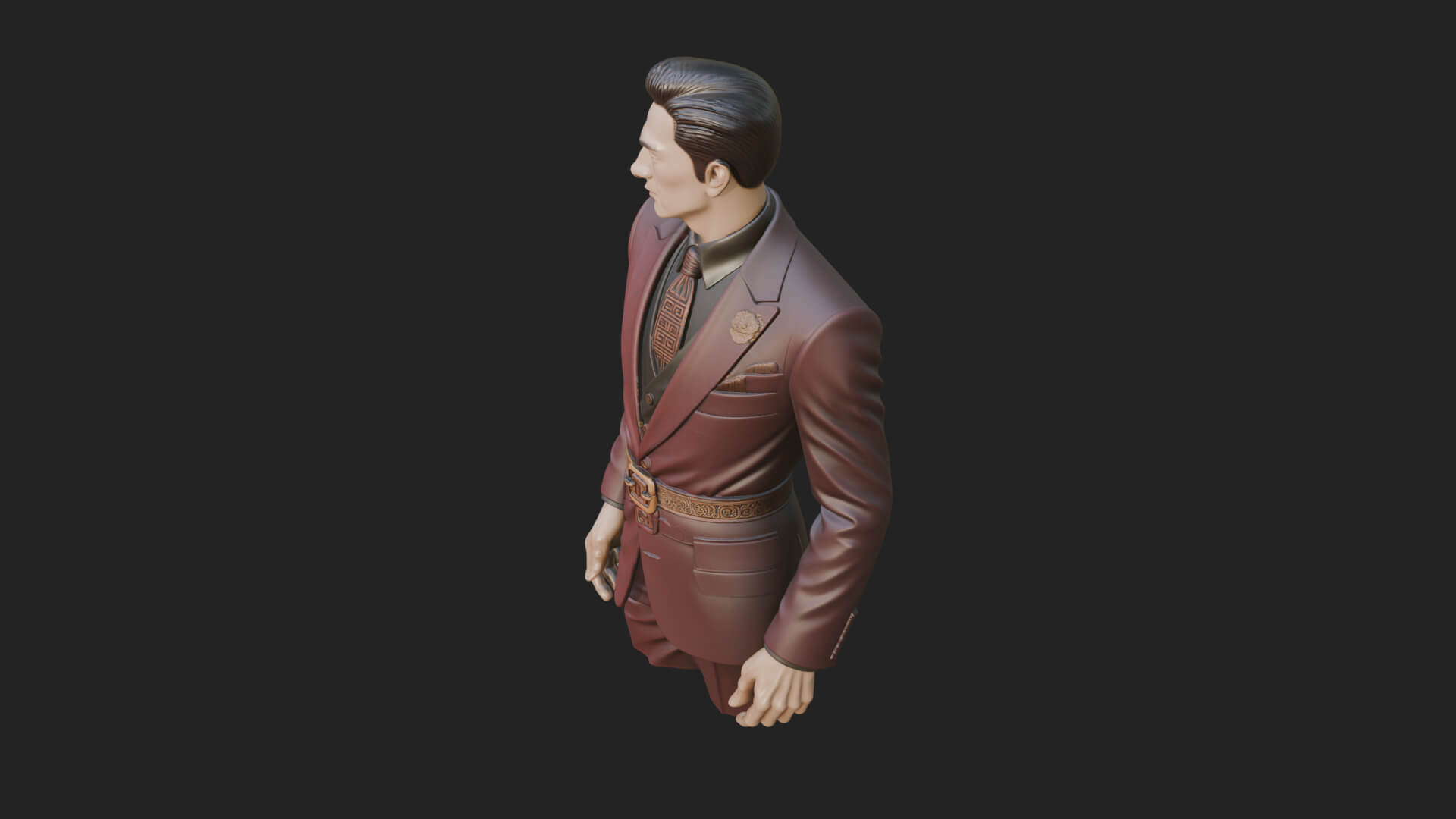 Red Suit Gentleman Bust Design 3 3D Print Model 3D Model