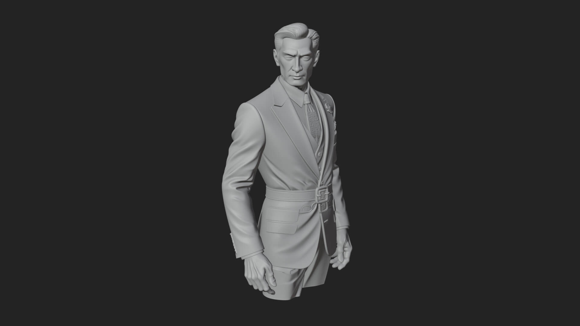 Red Suit Gentleman Bust Design 3 3D Print Model 3D Model