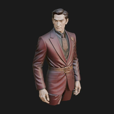 Red Suit Gentleman Bust Design 3 3D Print Model