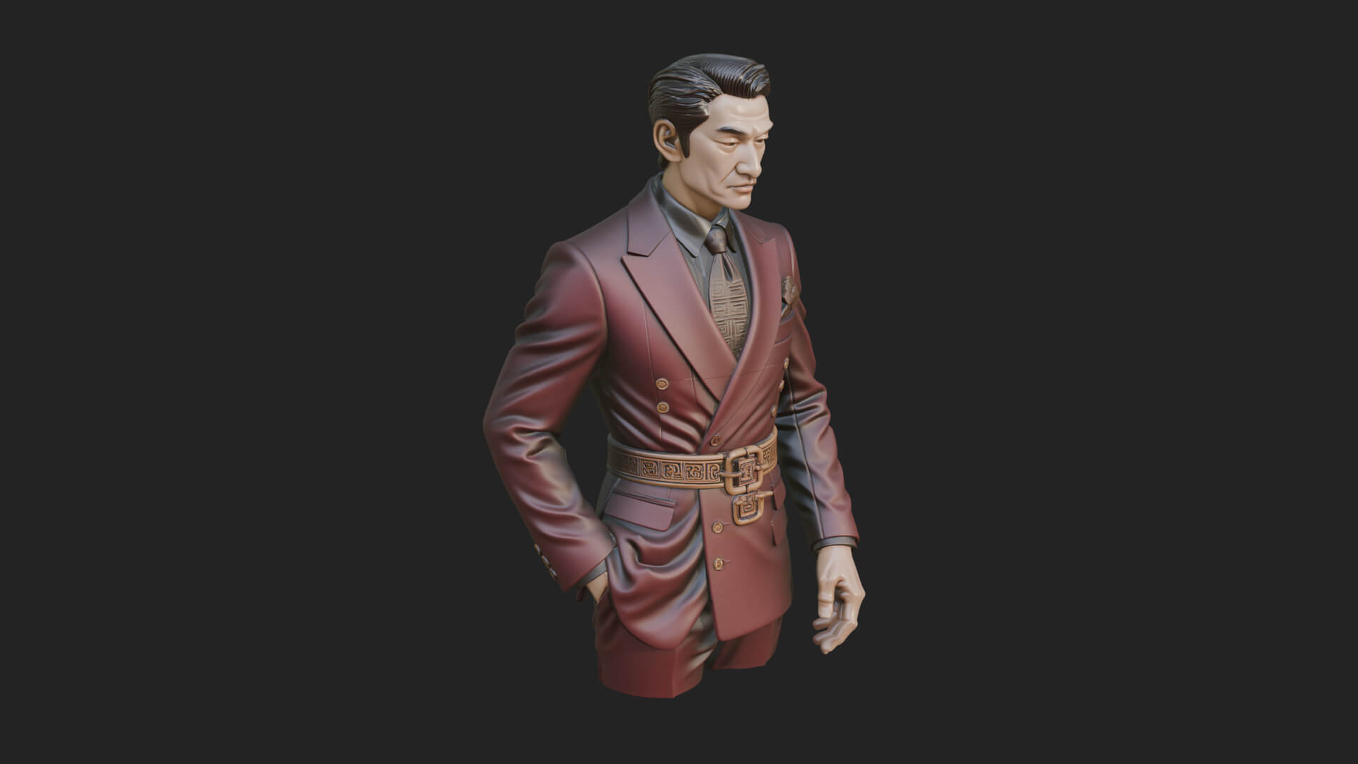 Red Suit Gentleman Bust Design 4 3D Print Model 3D Model