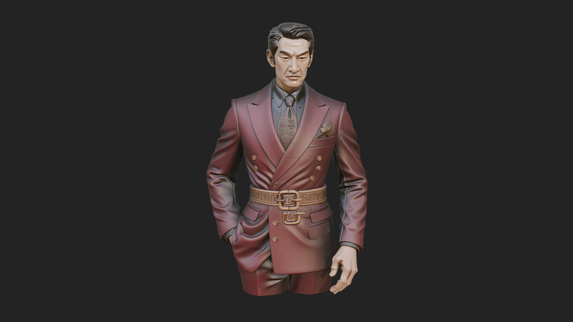 Red Suit Gentleman Bust Design 4 3D Print Model 3D Model