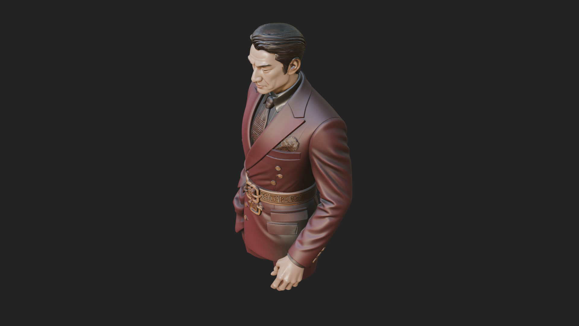 Red Suit Gentleman Bust Design 4 3D Print Model 3D Model