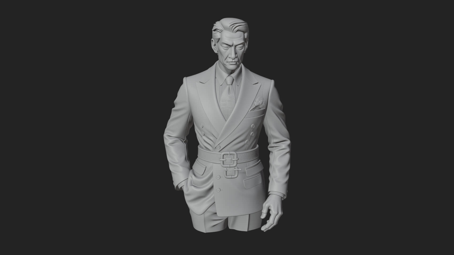Red Suit Gentleman Bust Design 4 3D Print Model 3D Model