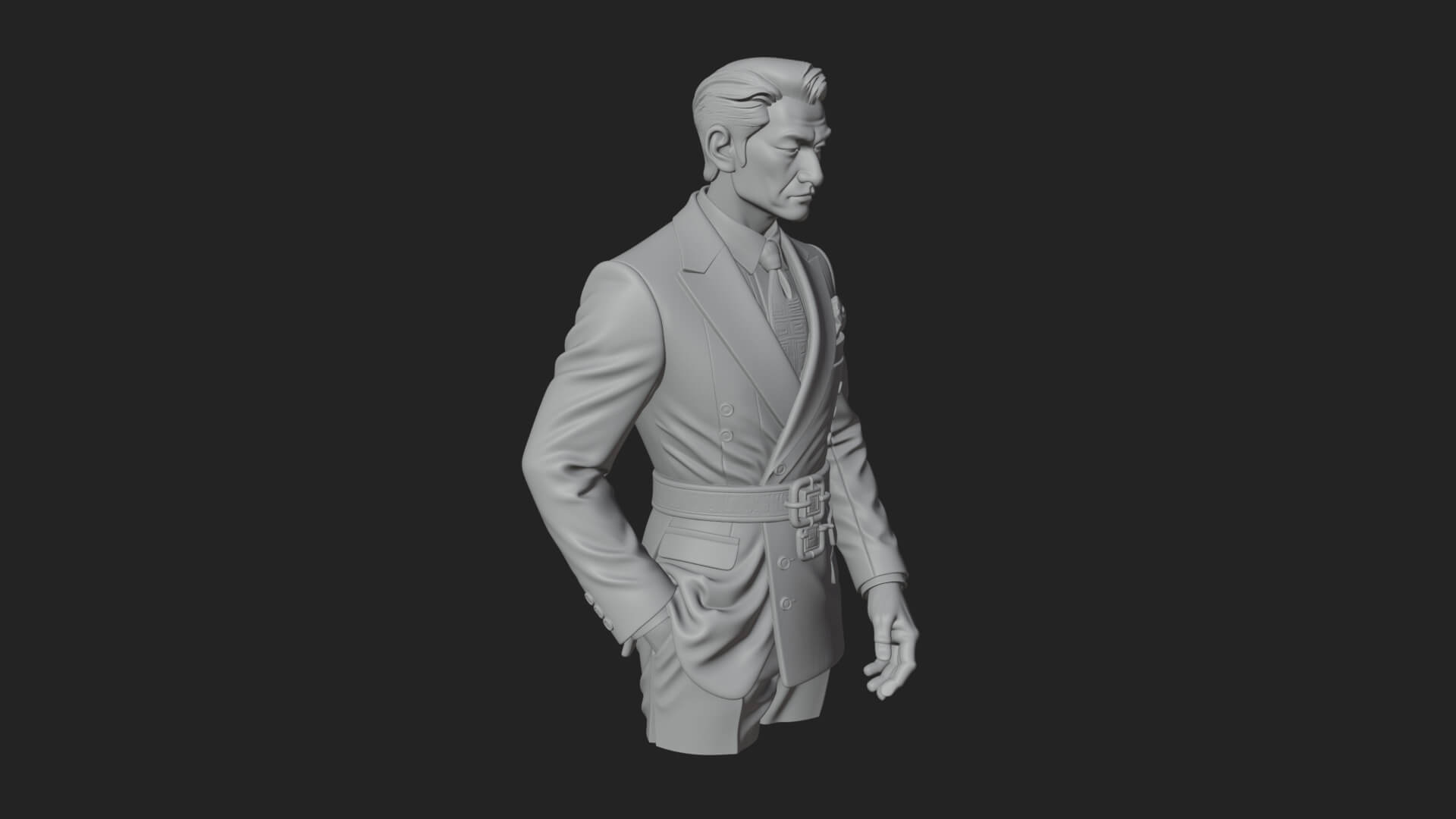Red Suit Gentleman Bust Design 4 3D Print Model 3D Model