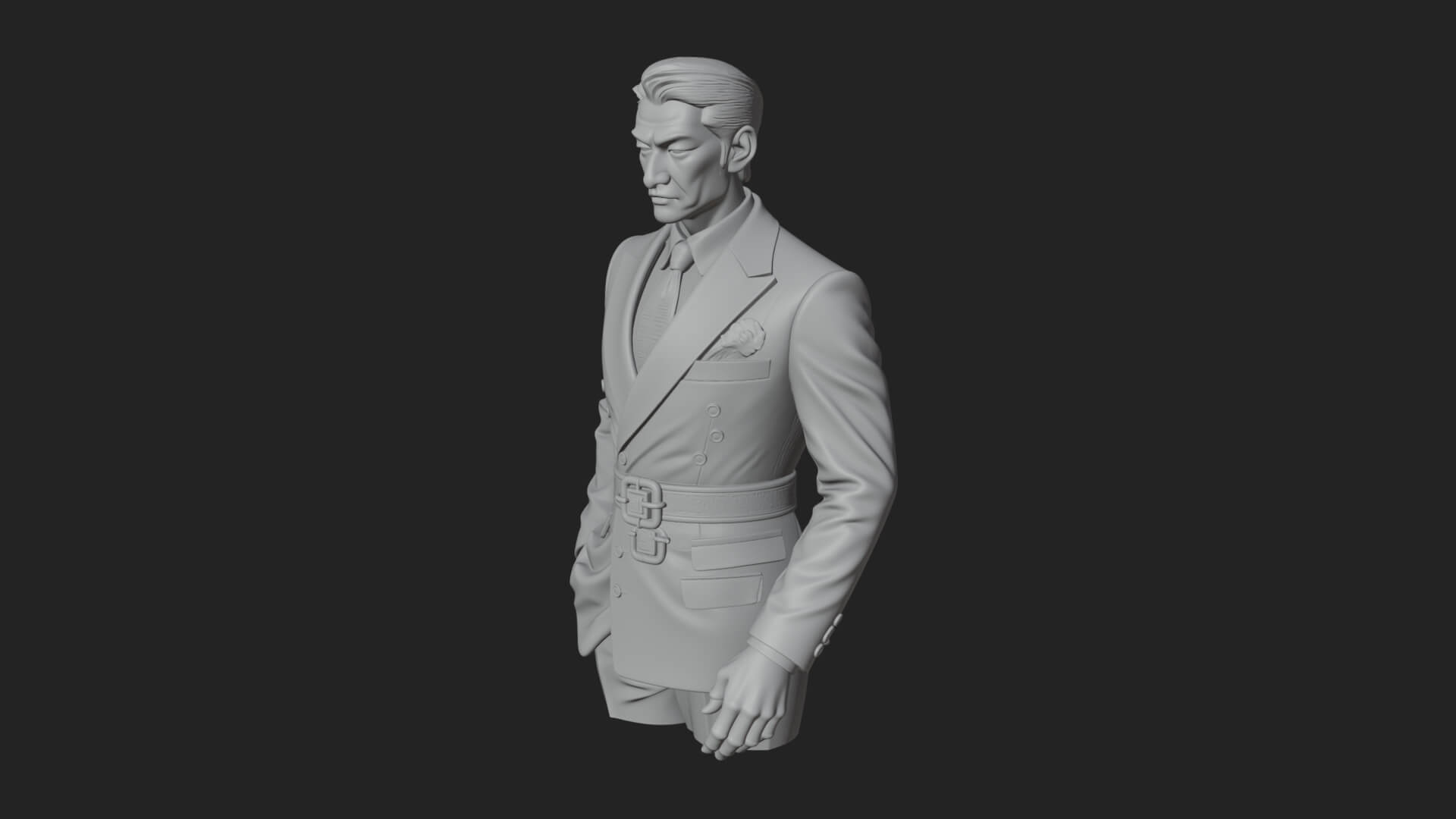 Red Suit Gentleman Bust Design 4 3D Print Model 3D Model