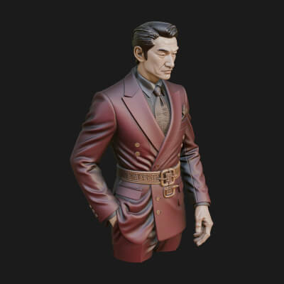 Red Suit Gentleman Bust Design 4 3D Print Model