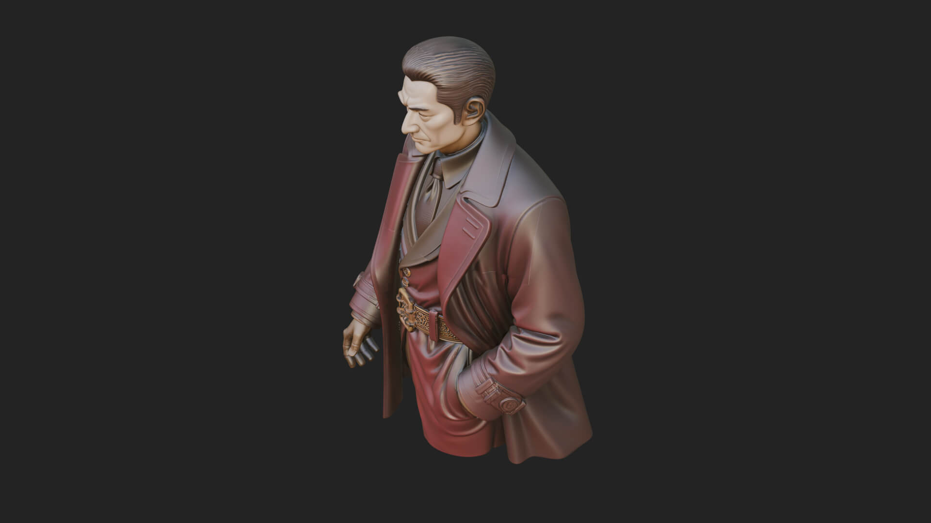 Red Suit Gentleman Bust Design 5 3D Print Model 3D Model