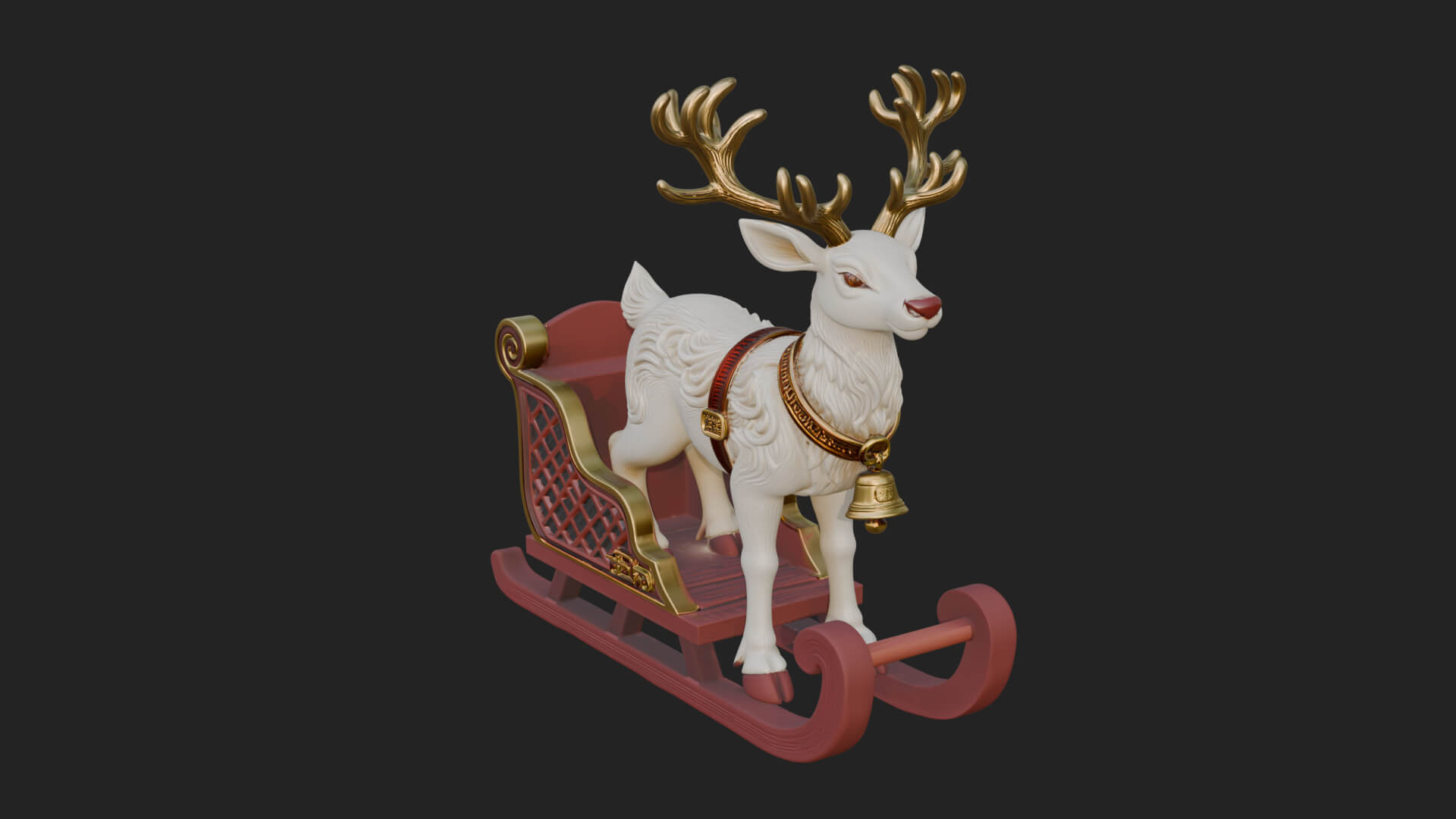 Reindeer with Sleigh Model Design 1 3D Print Model 3D Model