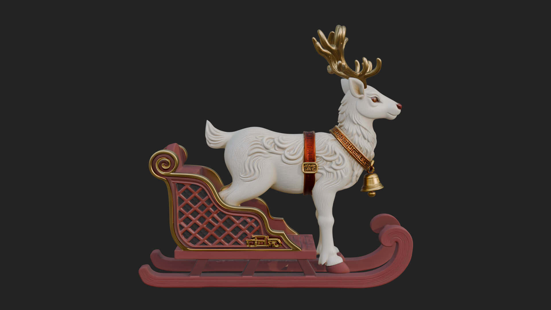 Reindeer with Sleigh Model Design 1 3D Print Model 3D Model