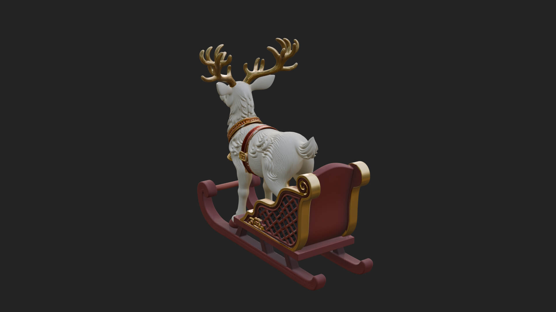 Reindeer with Sleigh Model Design 1 3D Print Model 3D Model